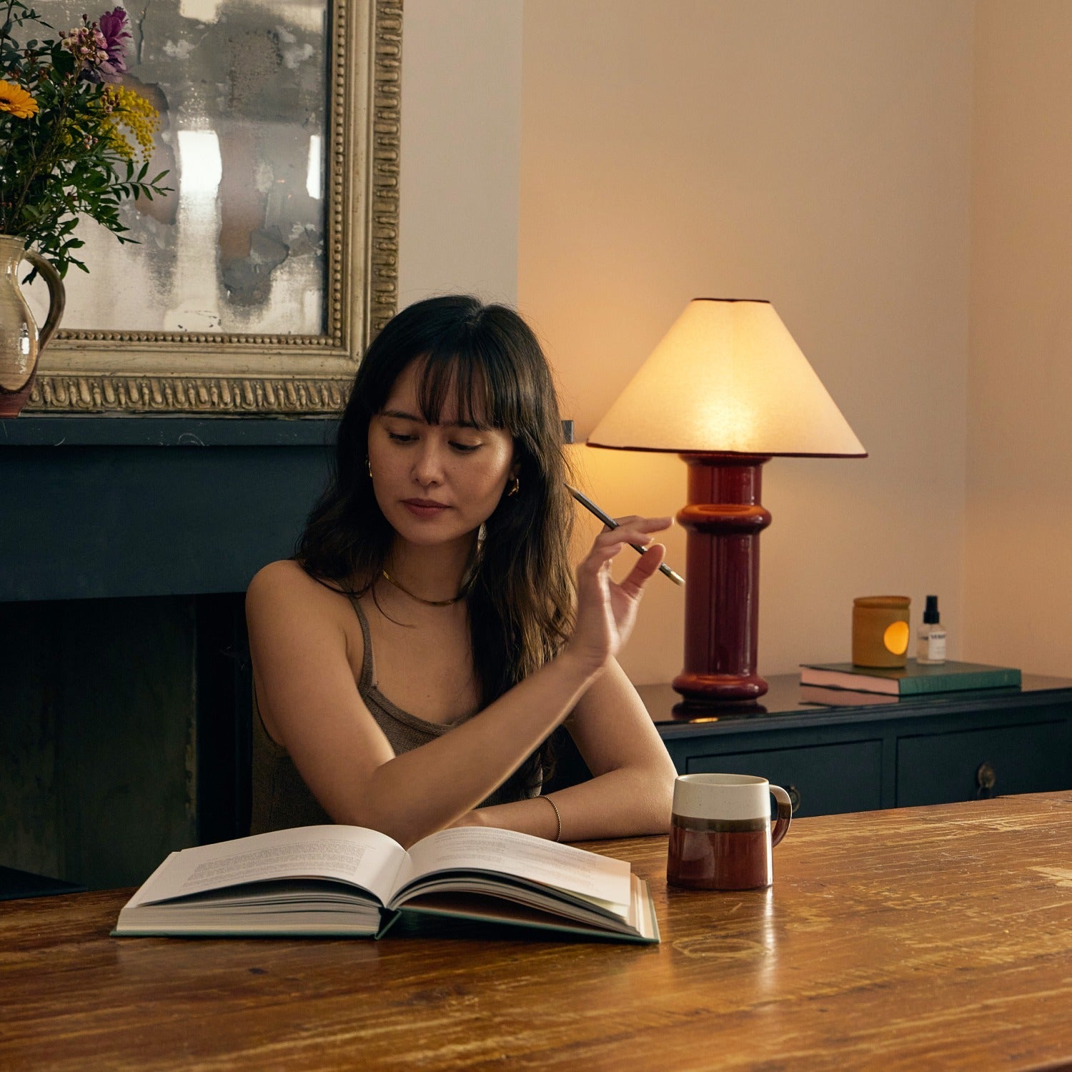 Heath Table Lamp in Port Red