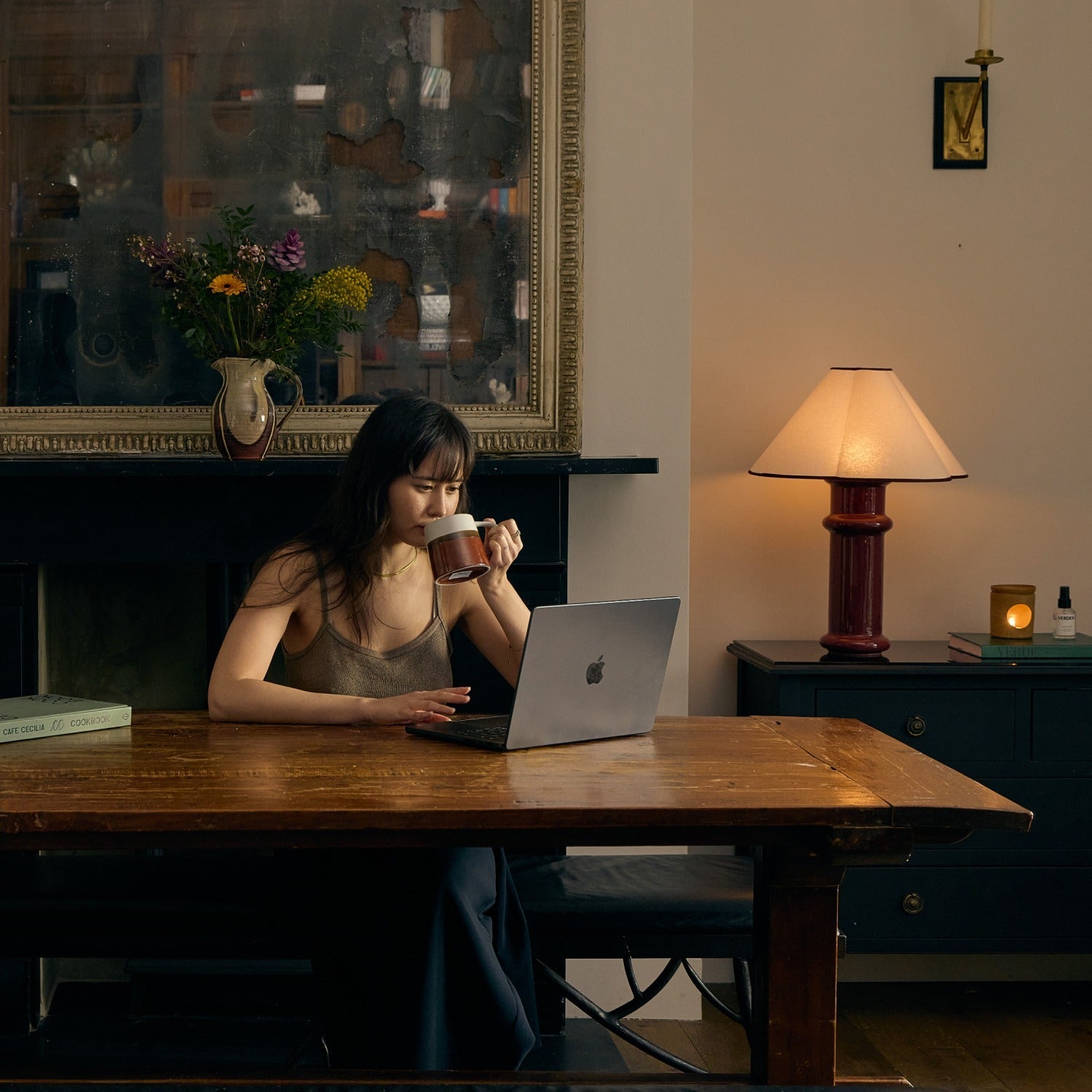 Heath Table Lamp in Port Red