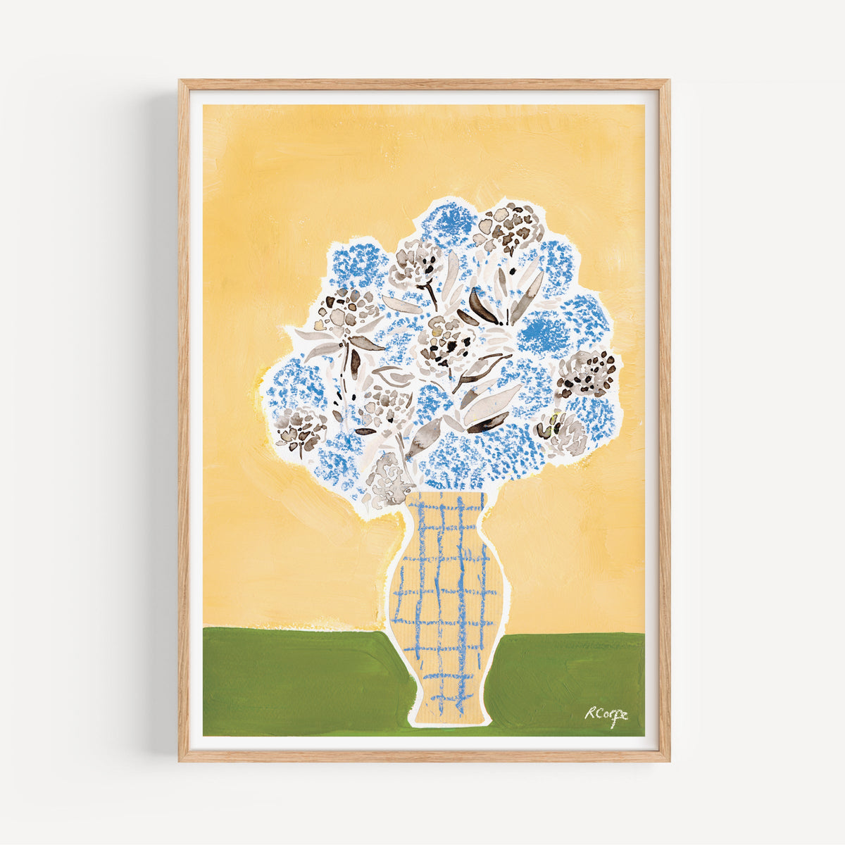 Hydrangea Vase Yellow Art Print