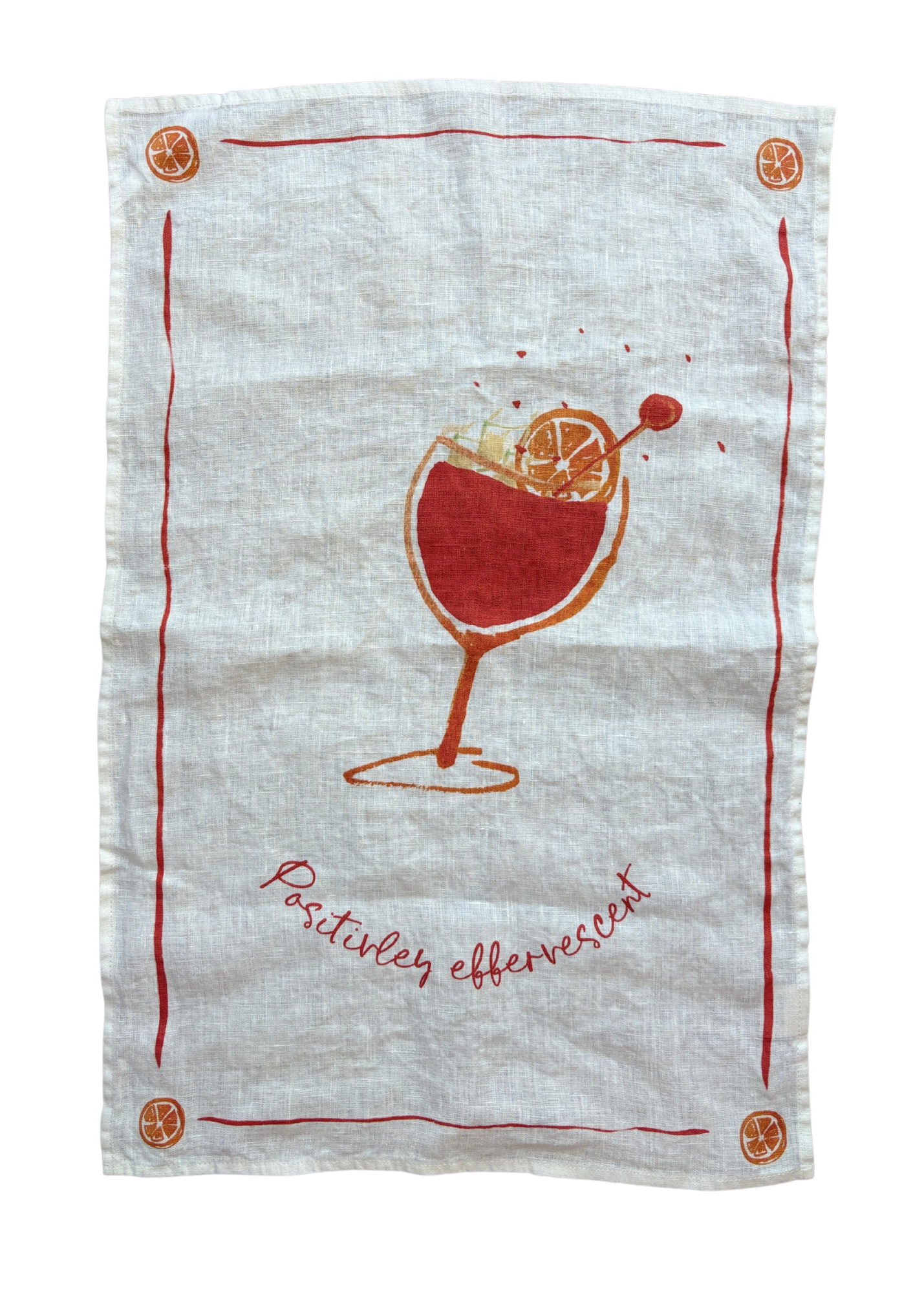 Positively Effervescent - Aperol Spritz Linen Teatowel