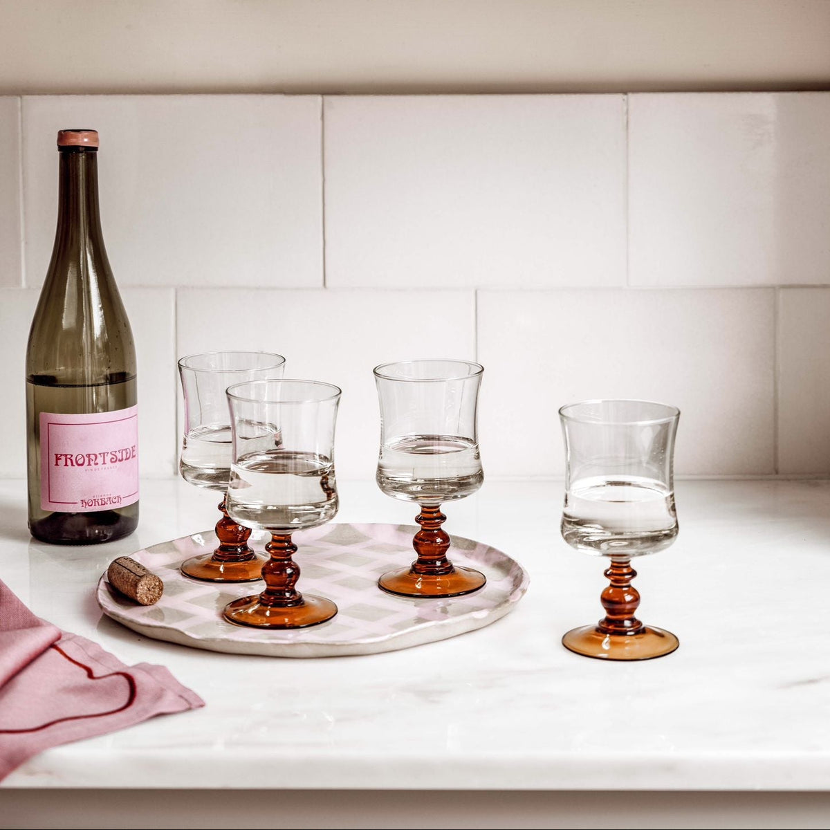 Pink Gingham Serving Platter