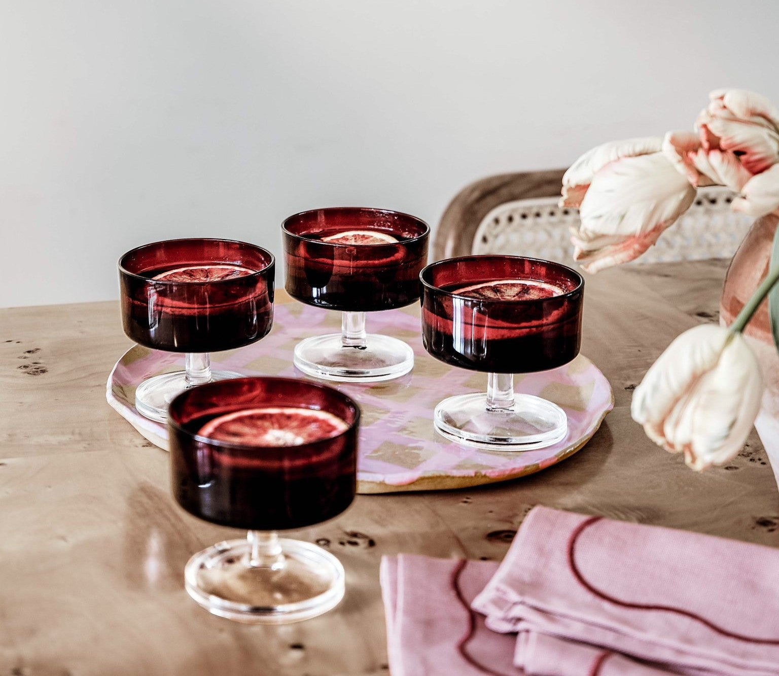 Pink Gingham Serving Platter