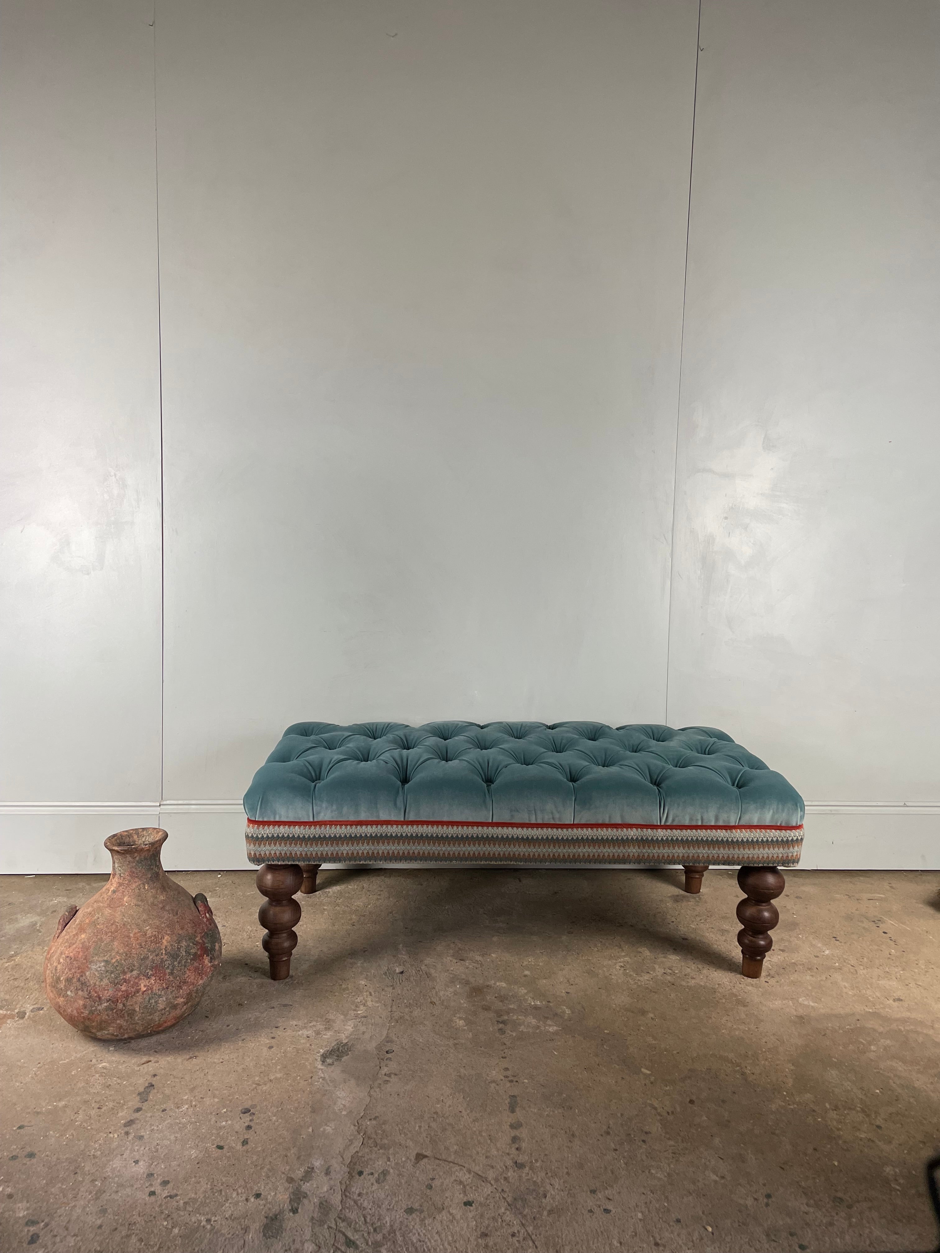 Velvet Button - topped Footstool