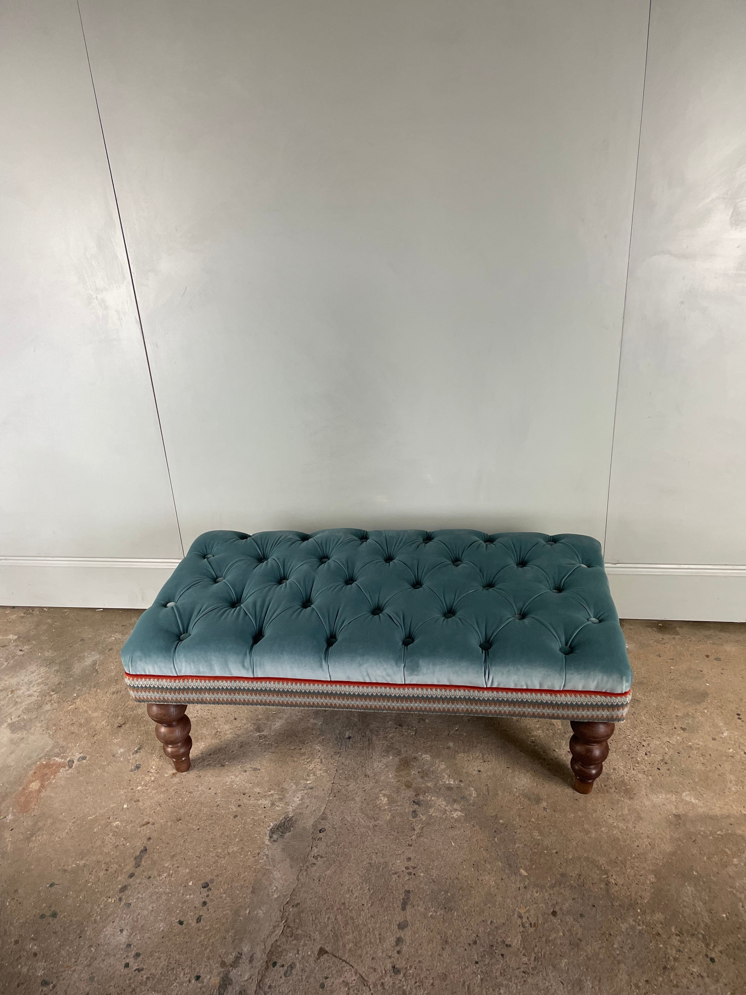 Velvet Button - topped Footstool