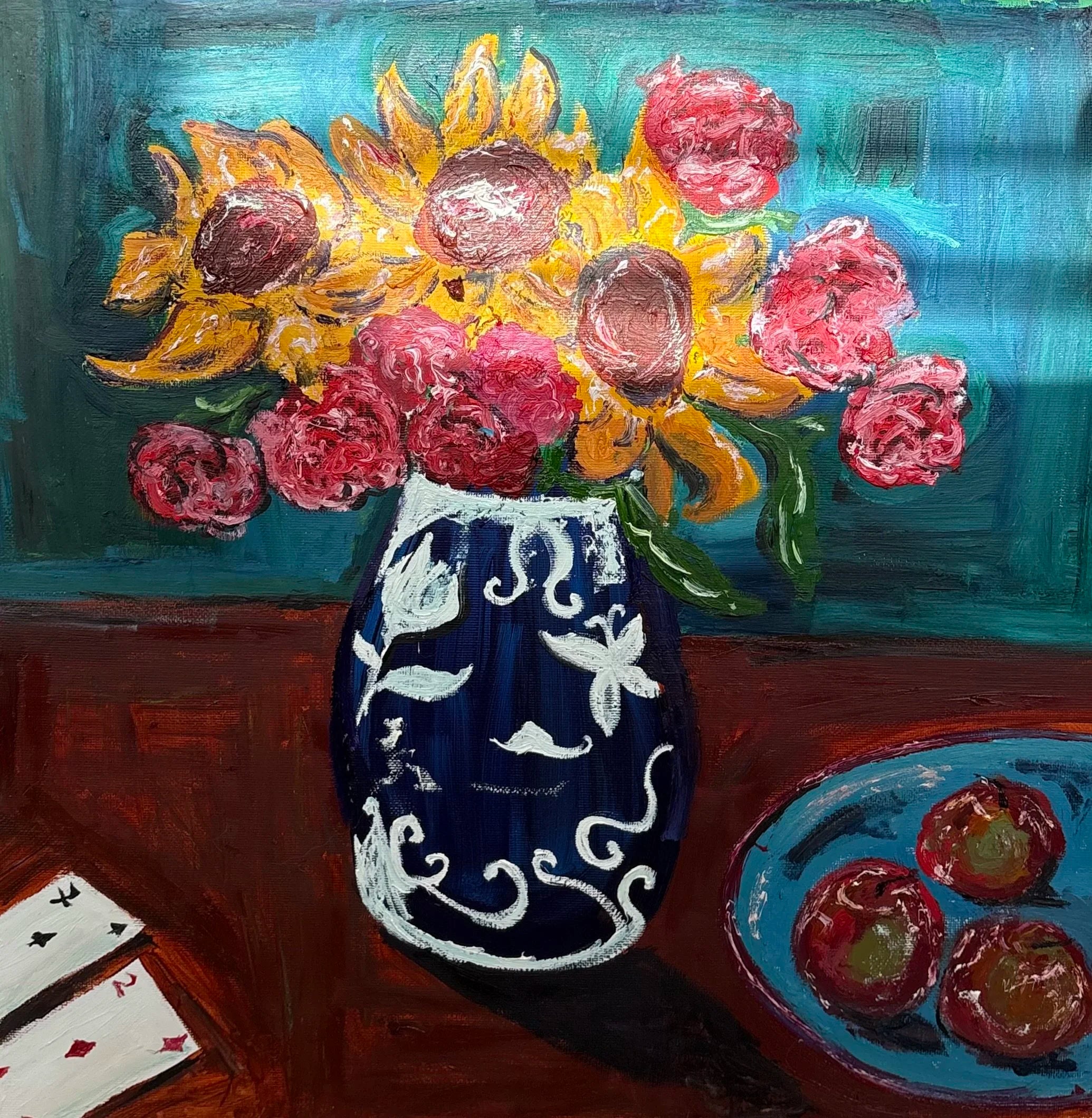 Sunflowers and solitaire