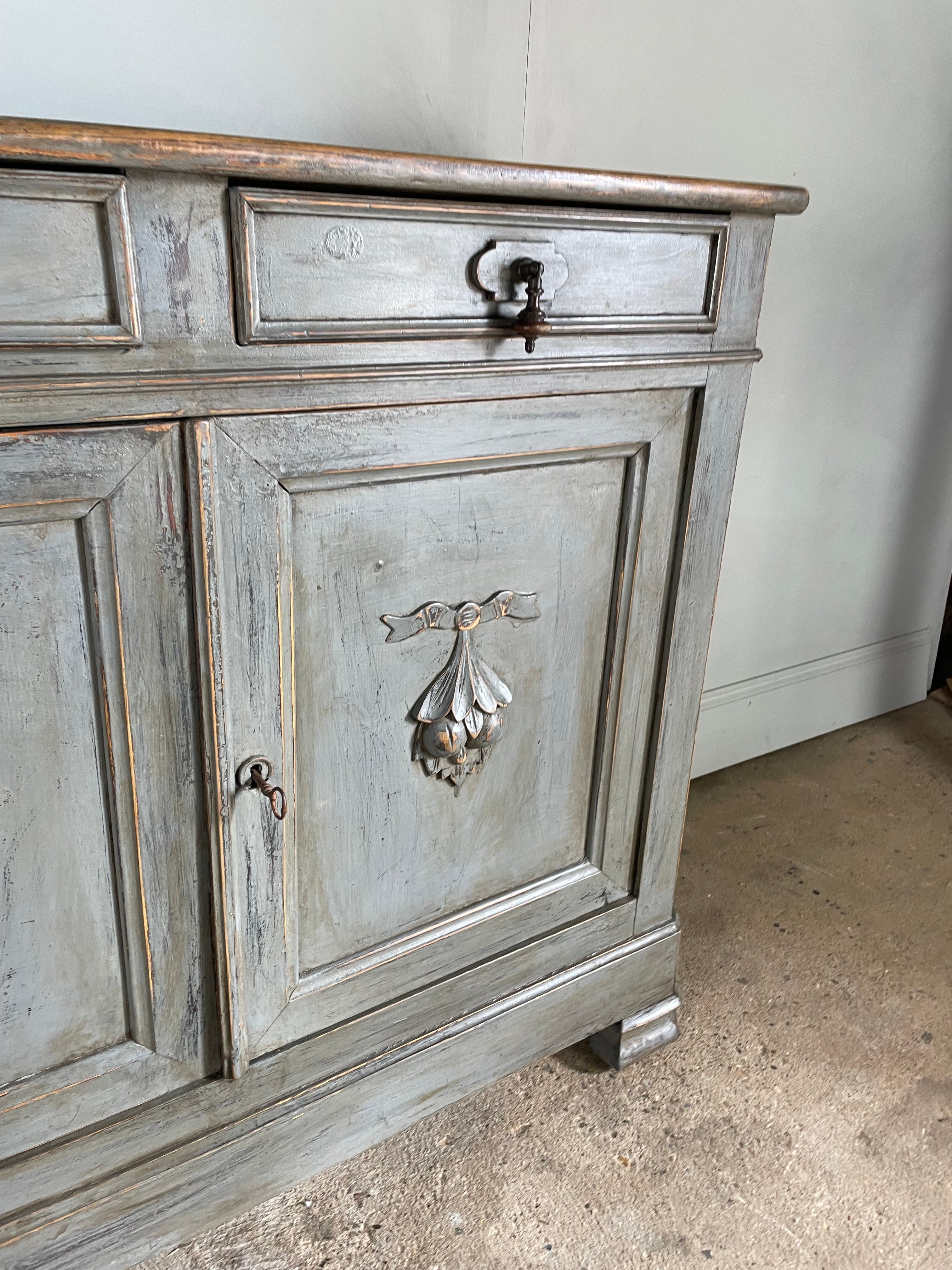 Antique French Sideboard  - Painted in a Blue / Grey