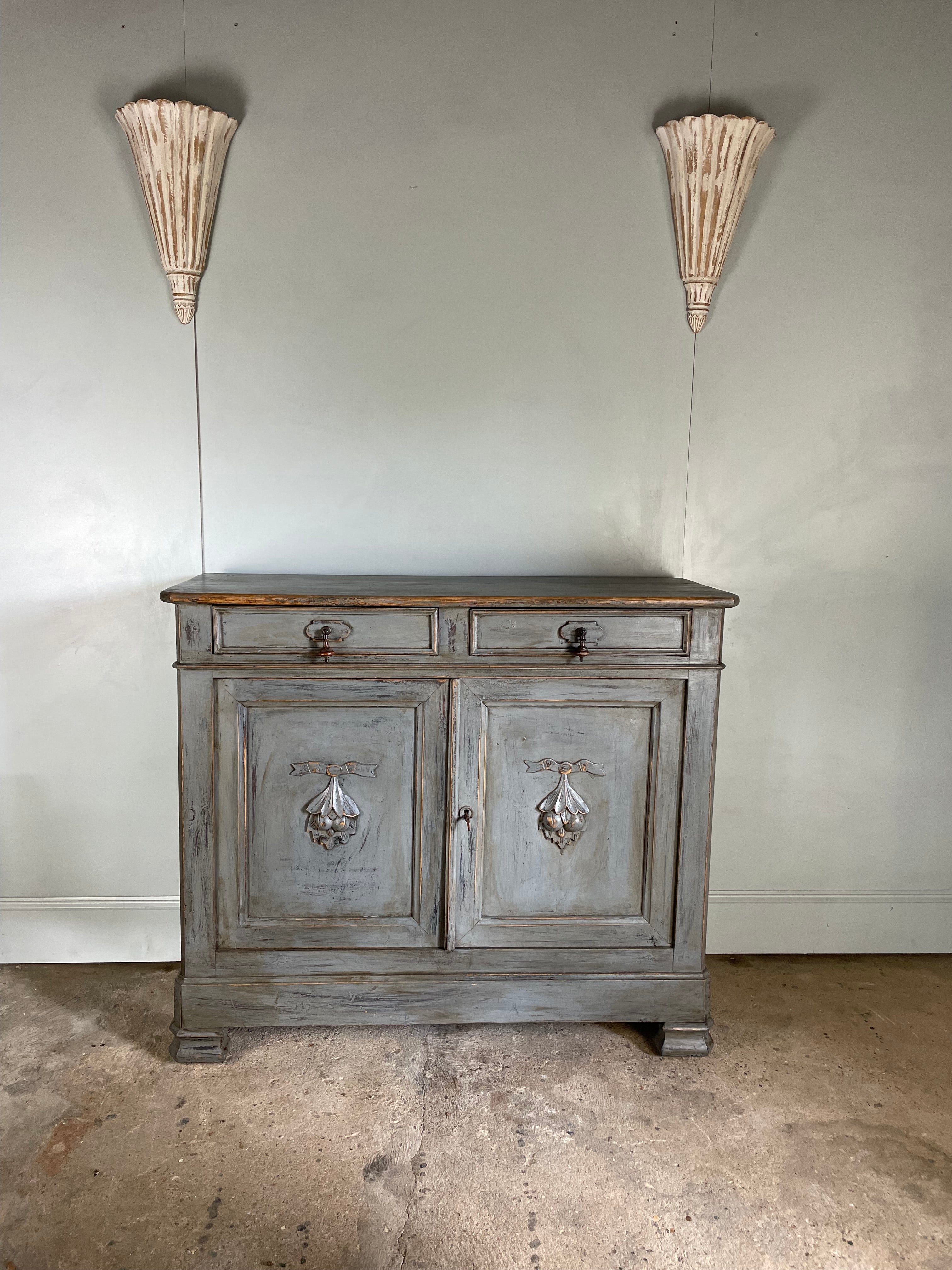 Antique French Sideboard  - Painted in a Blue / Grey