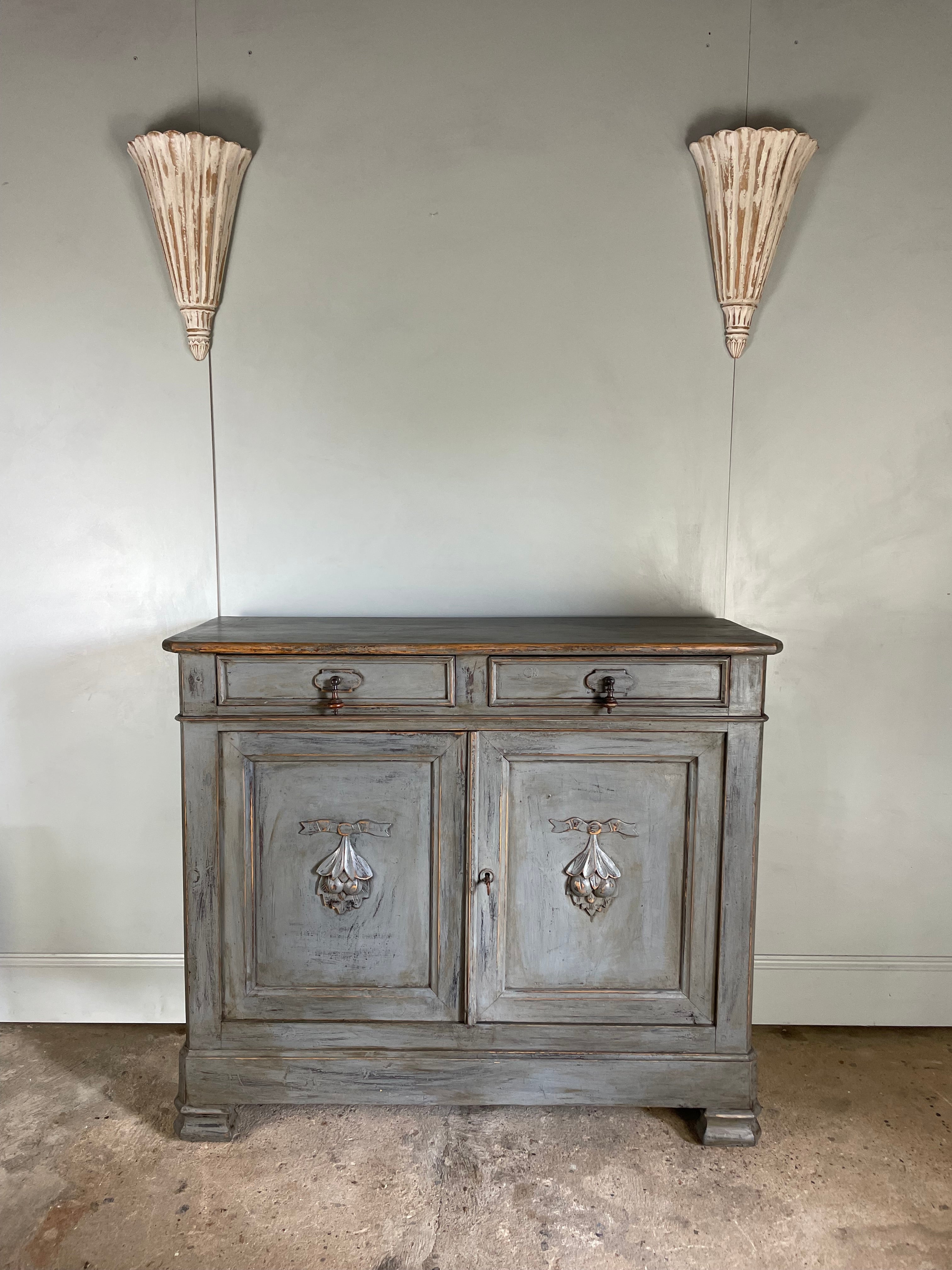 Antique French Sideboard  - Painted in a Blue / Grey