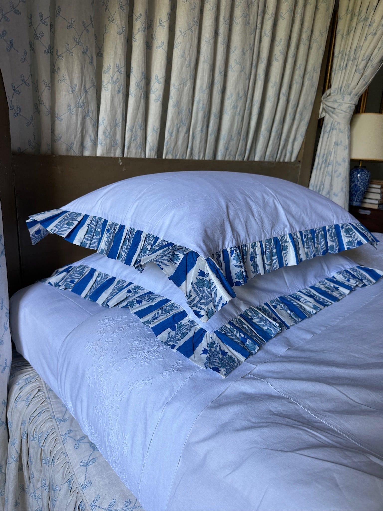 Blue Organic Cotton Poplin Pillowcase