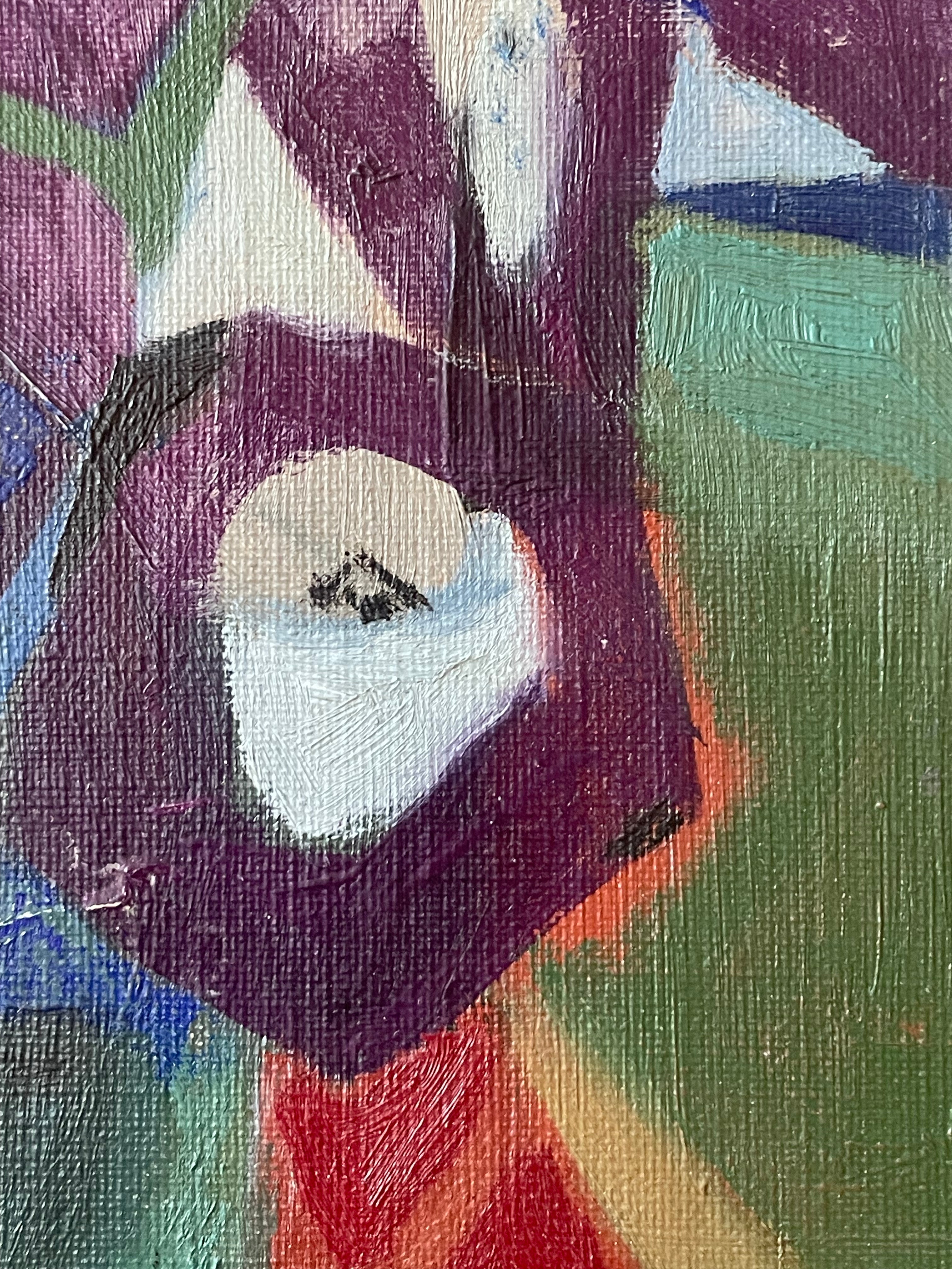 Purple Flowers in Mosaic Vase