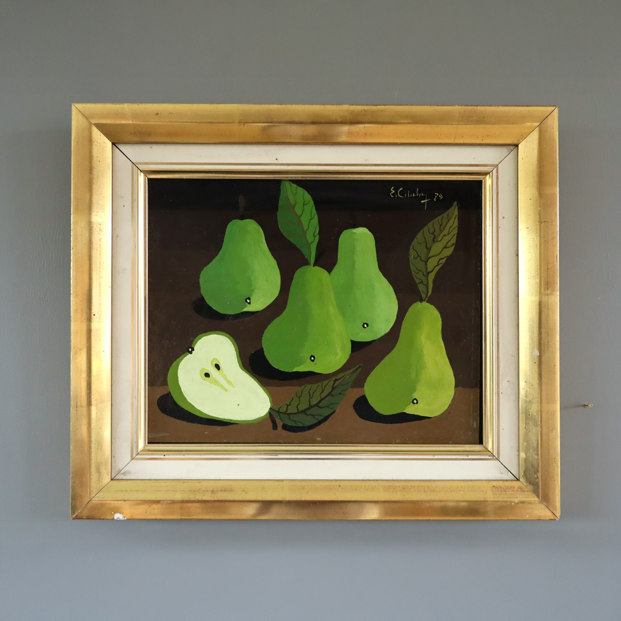 Green Pears on Table Painting