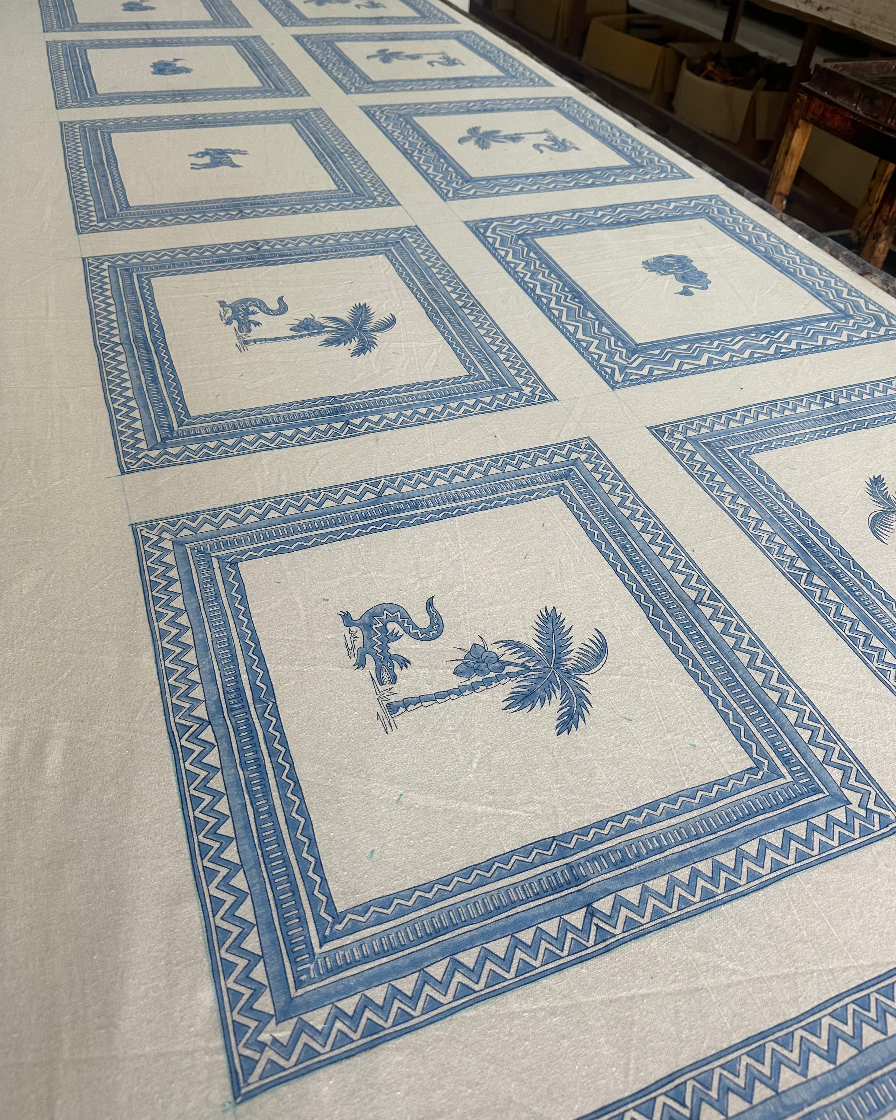 Indian Organic Cotton Tablecloth 'Crocodile'