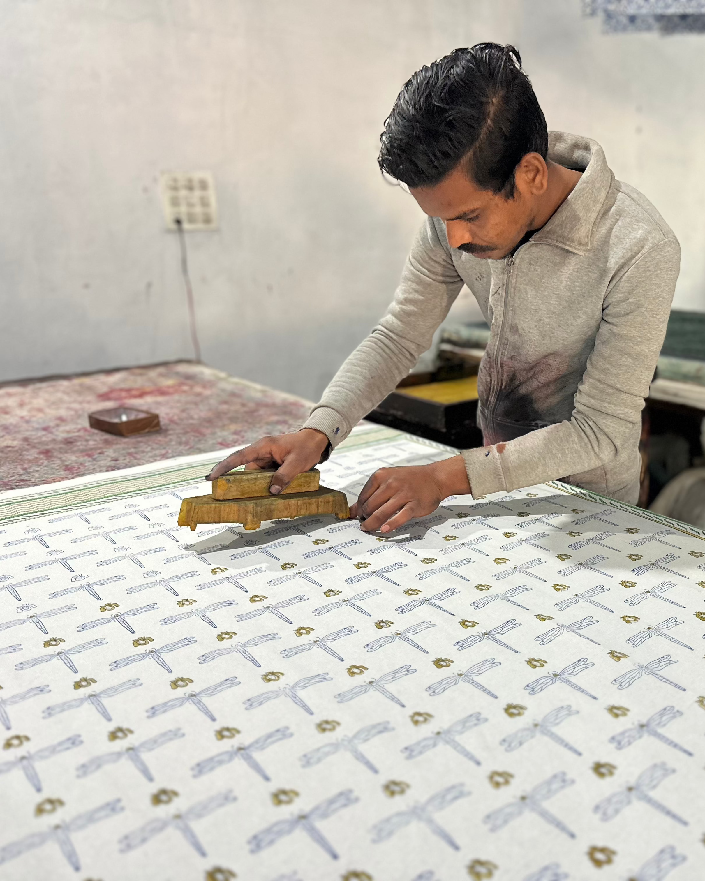 Indian Organic Cotton Tablecloth 'Dragonfly'