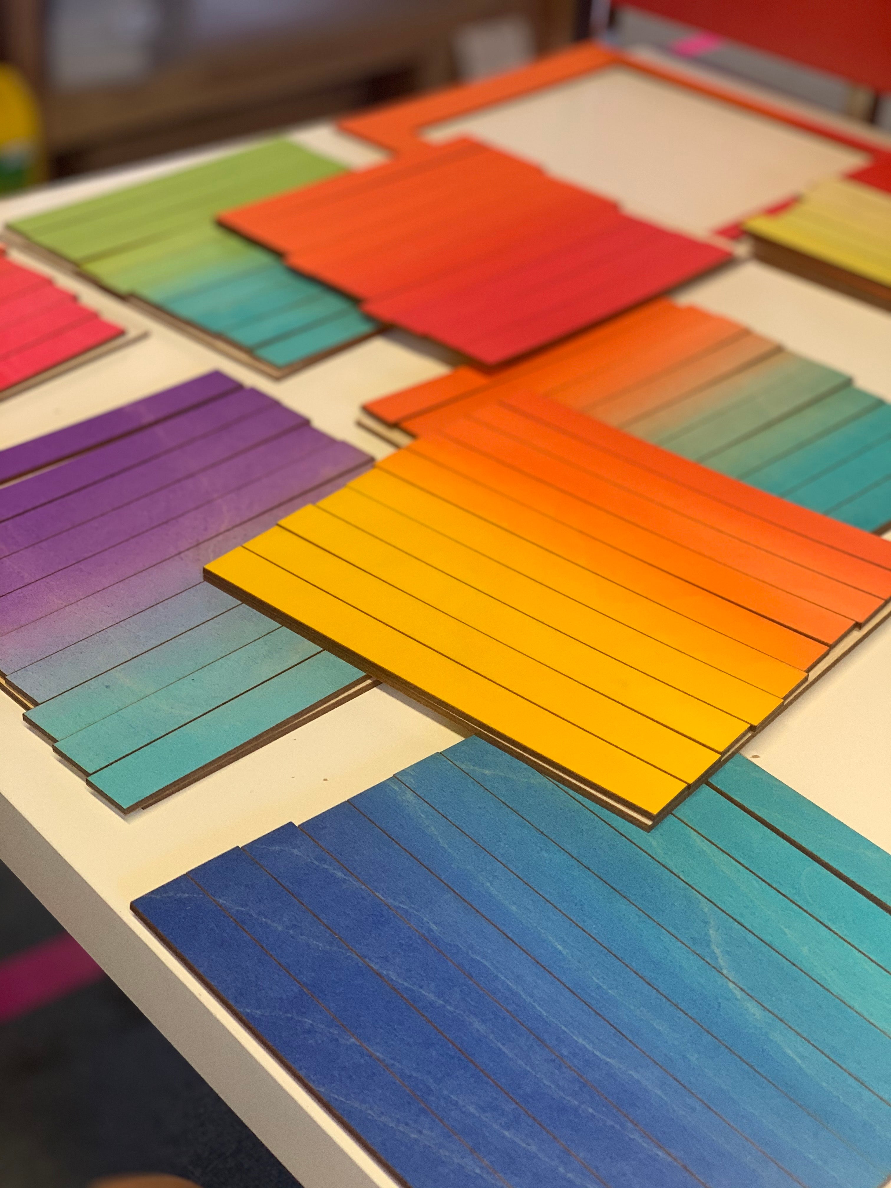 Irregular Narrow Stripe Colour Study Painting, Landscape