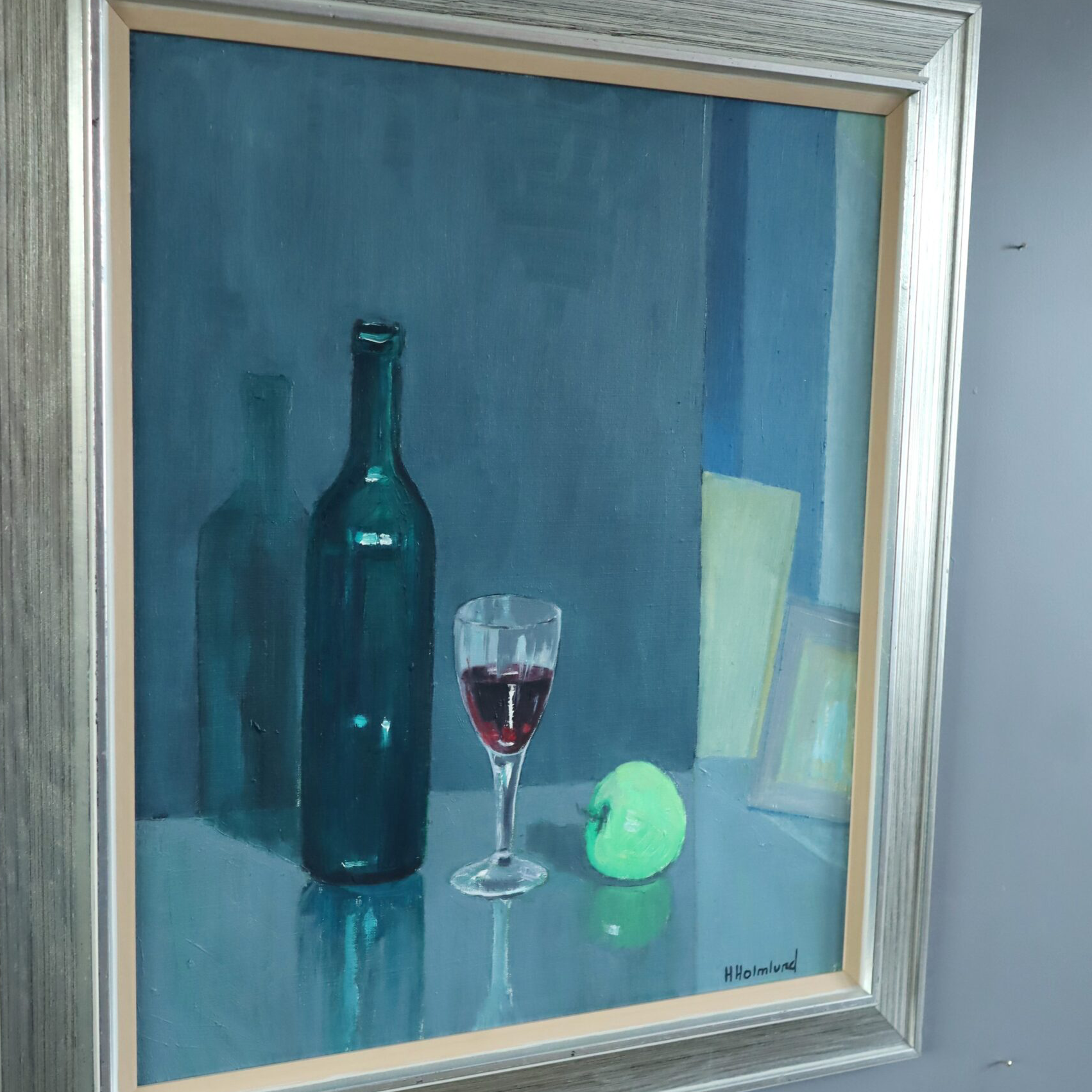 Green Apple with Glasses Oil Painting