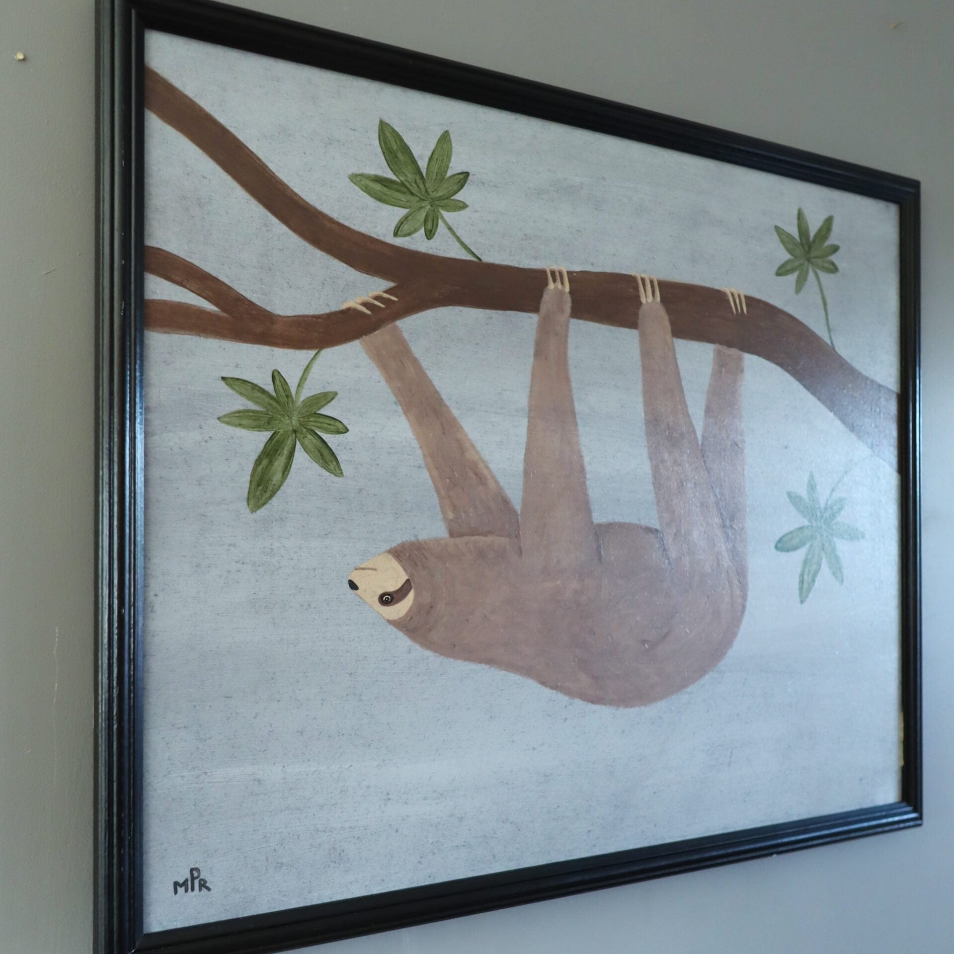 Hanging Sloth Oil Painting