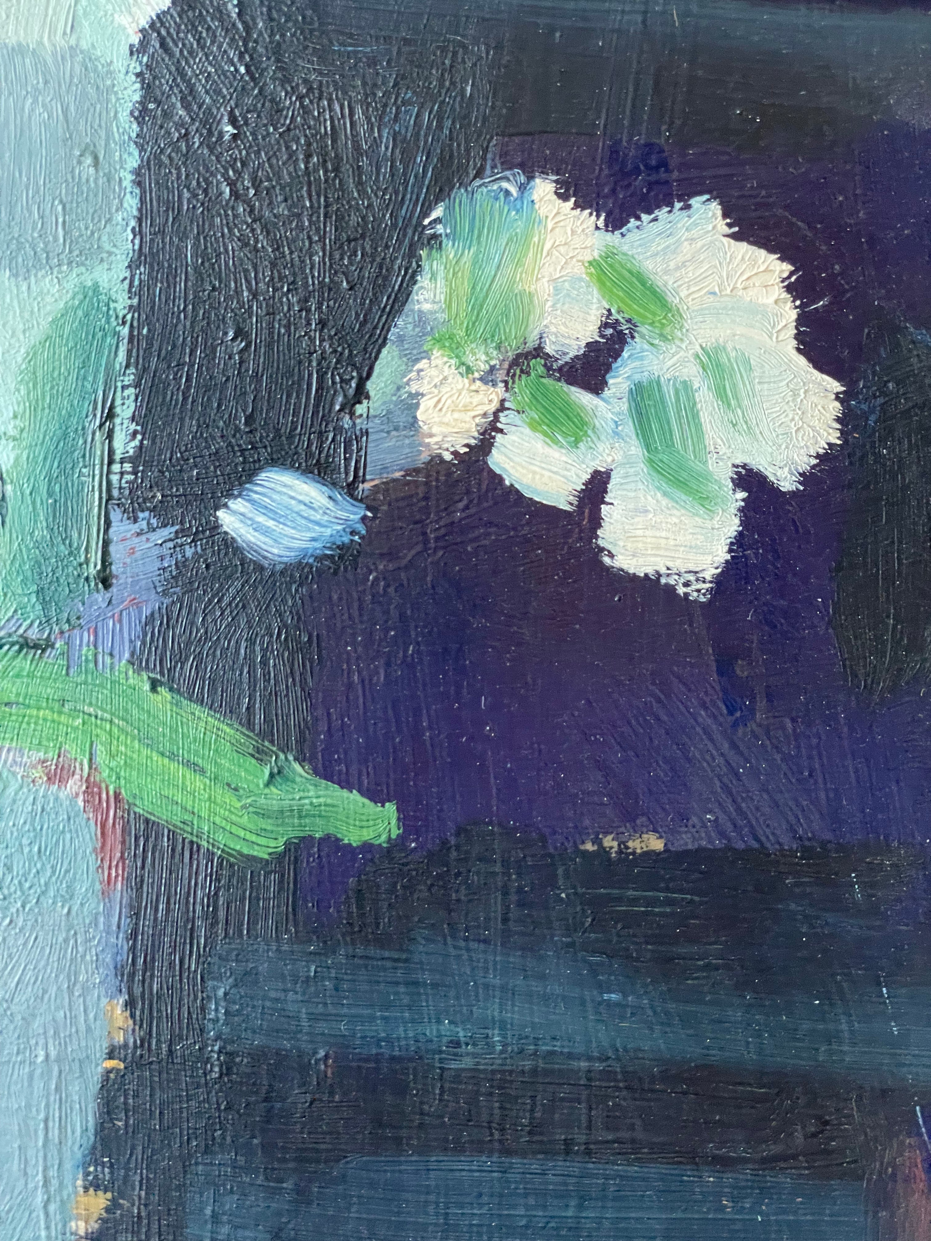 Floral Still Life with Blue Box