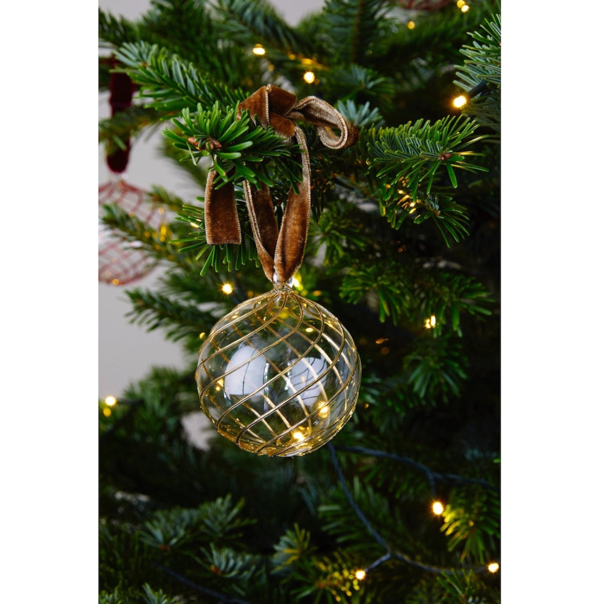 Box of Six Swirl Glass Baubles | Gold