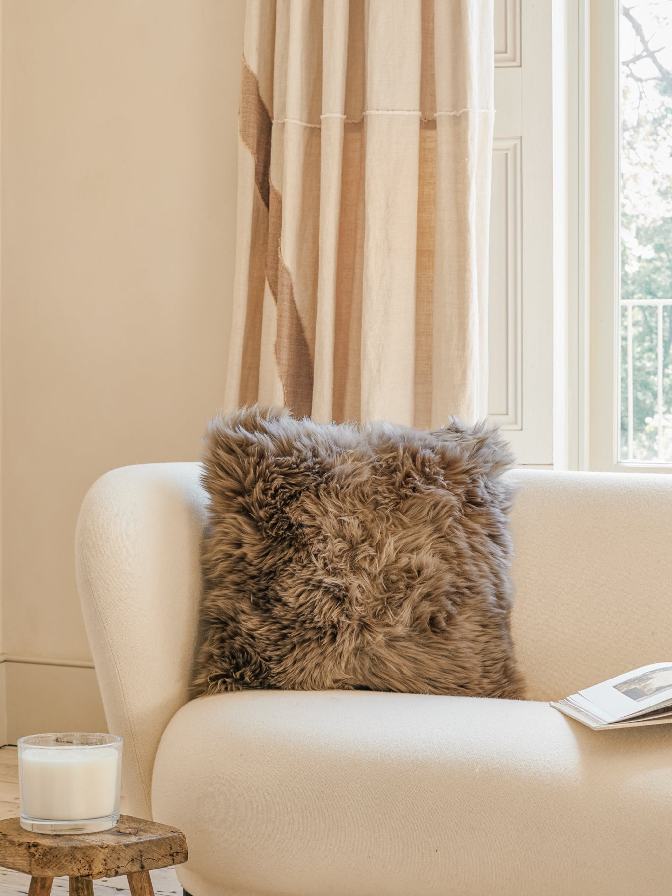 Sheepskin Cushion - Taupe