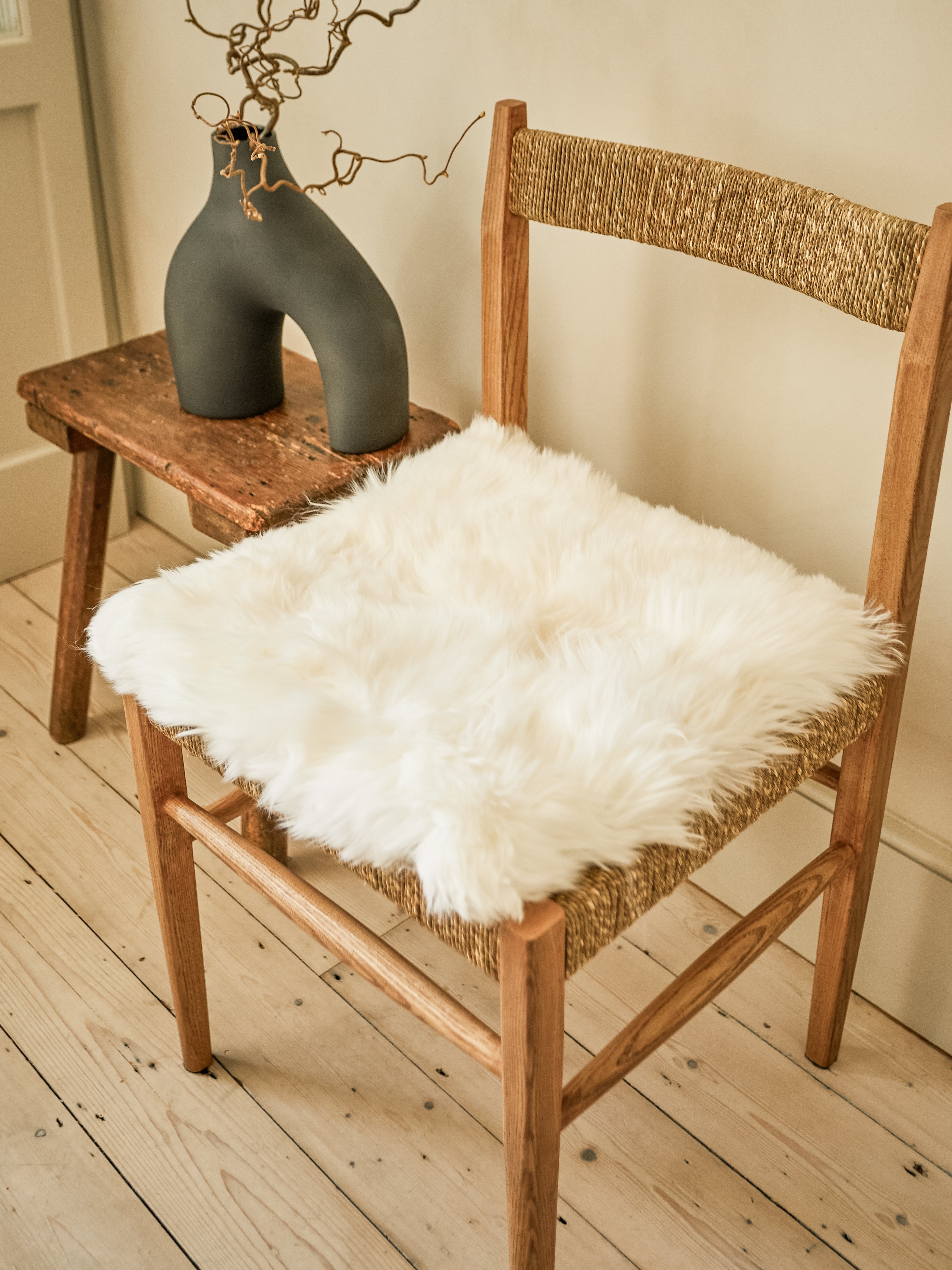 Square Sheepskin Seat Pad - Pure White