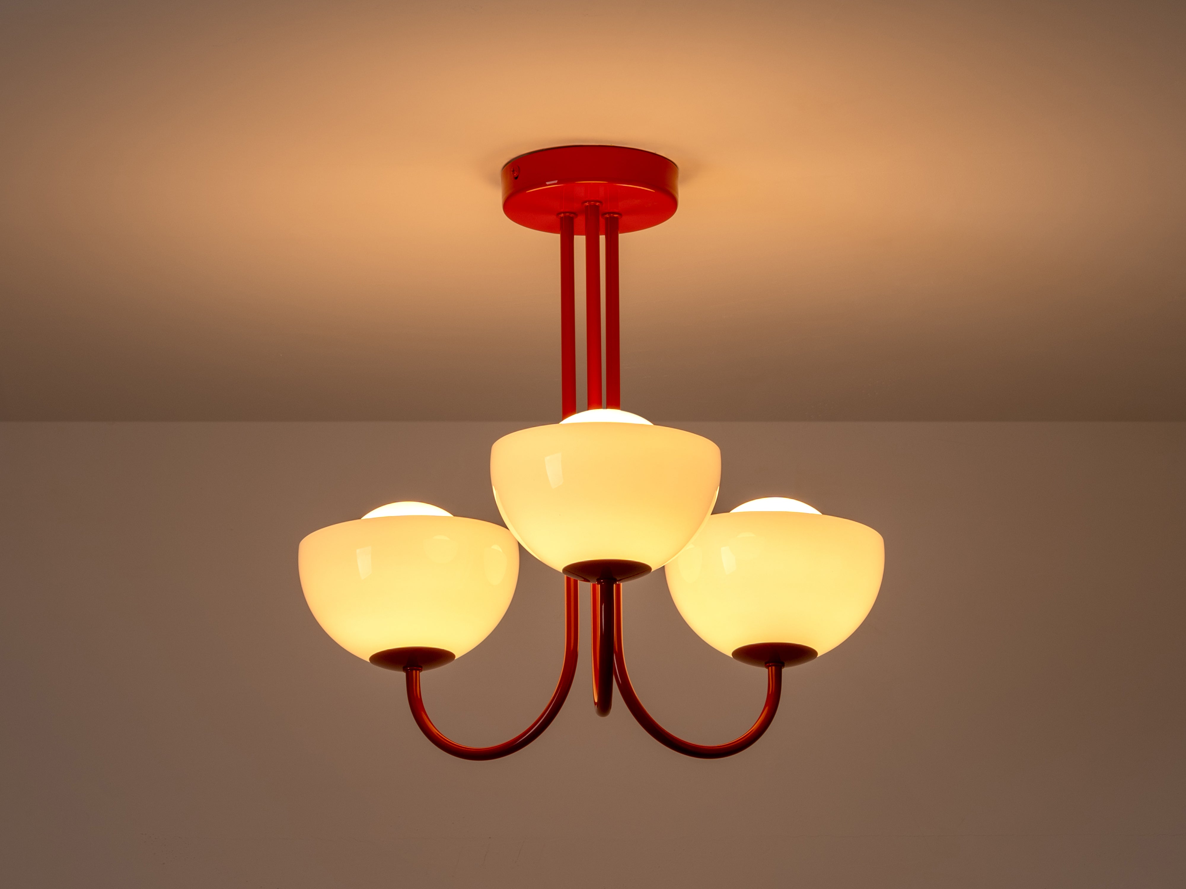 Jam red 3 light dome ceiling light