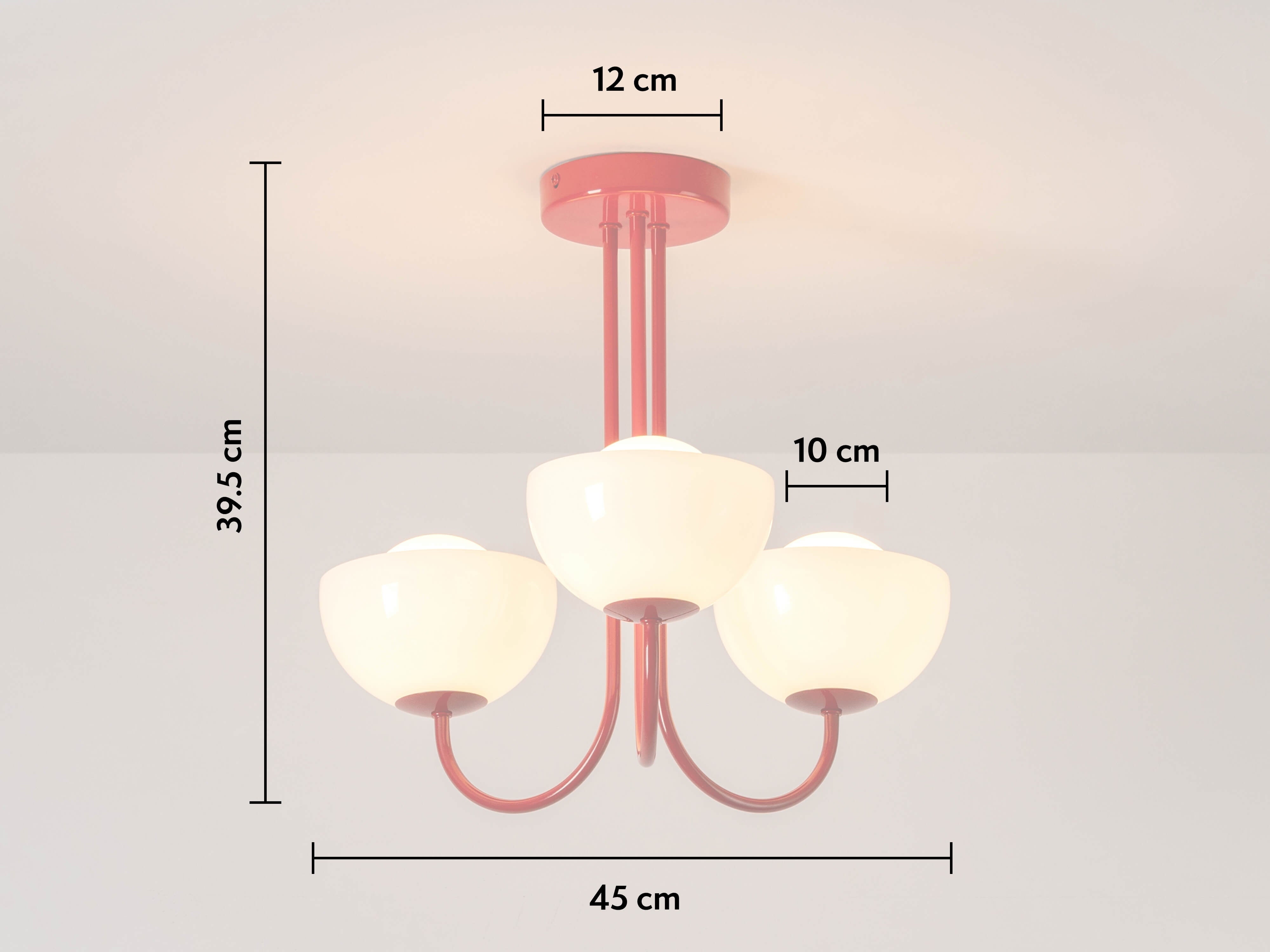 Jam red 3 light dome ceiling light