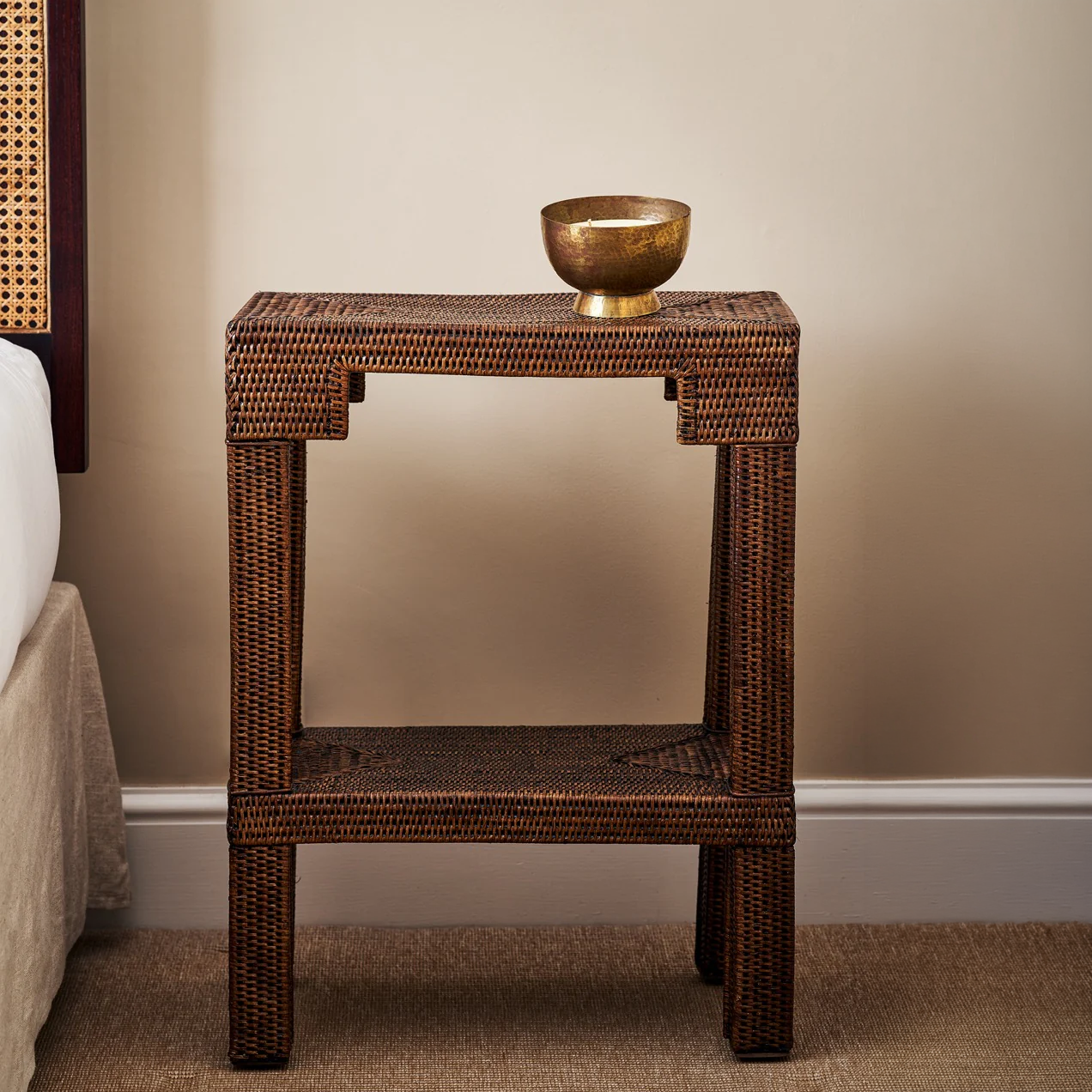 Katha Rattan Side Table | Brown