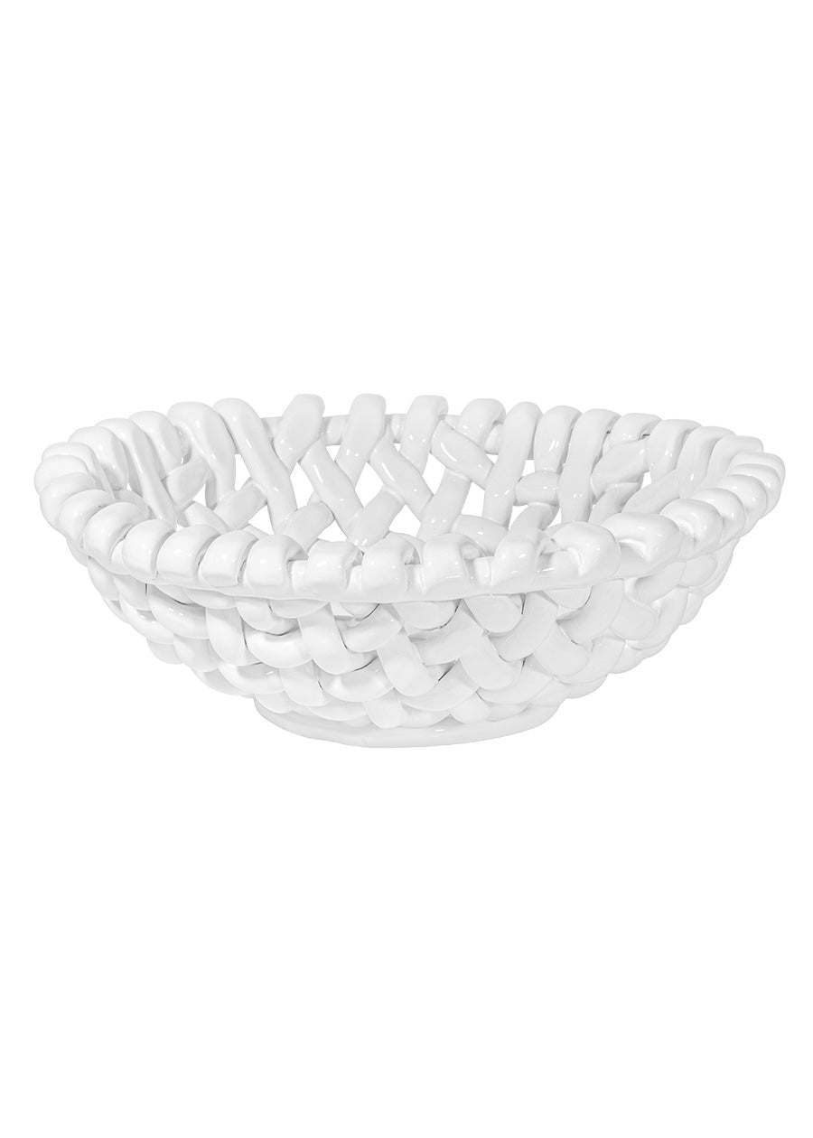 White Basketweave Bowl | Large