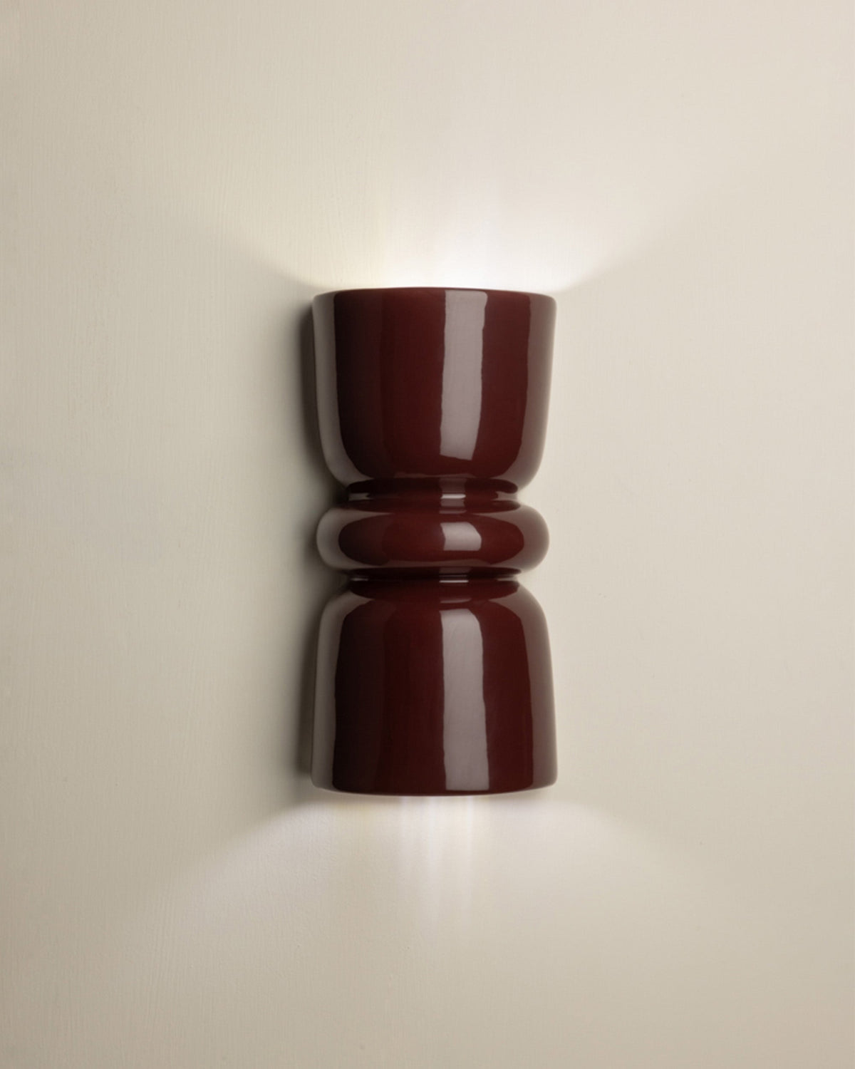 Redonda Up & Down Ceramic Wall Light, Burgundy