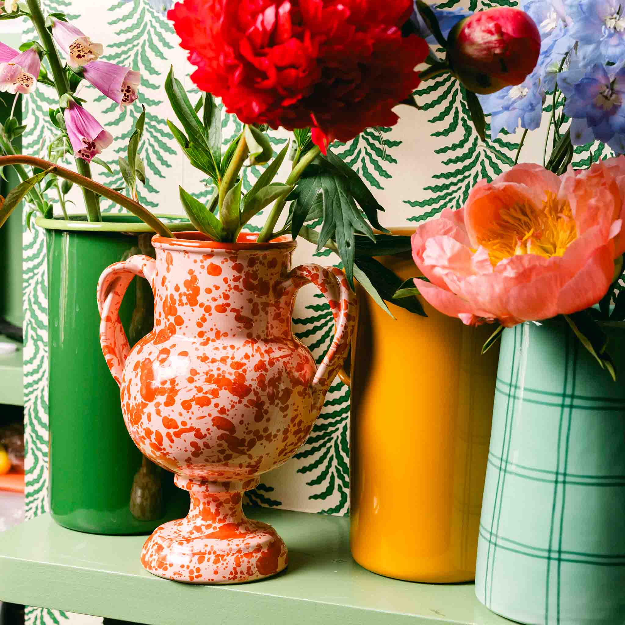 Splatterware Two Handle Vase