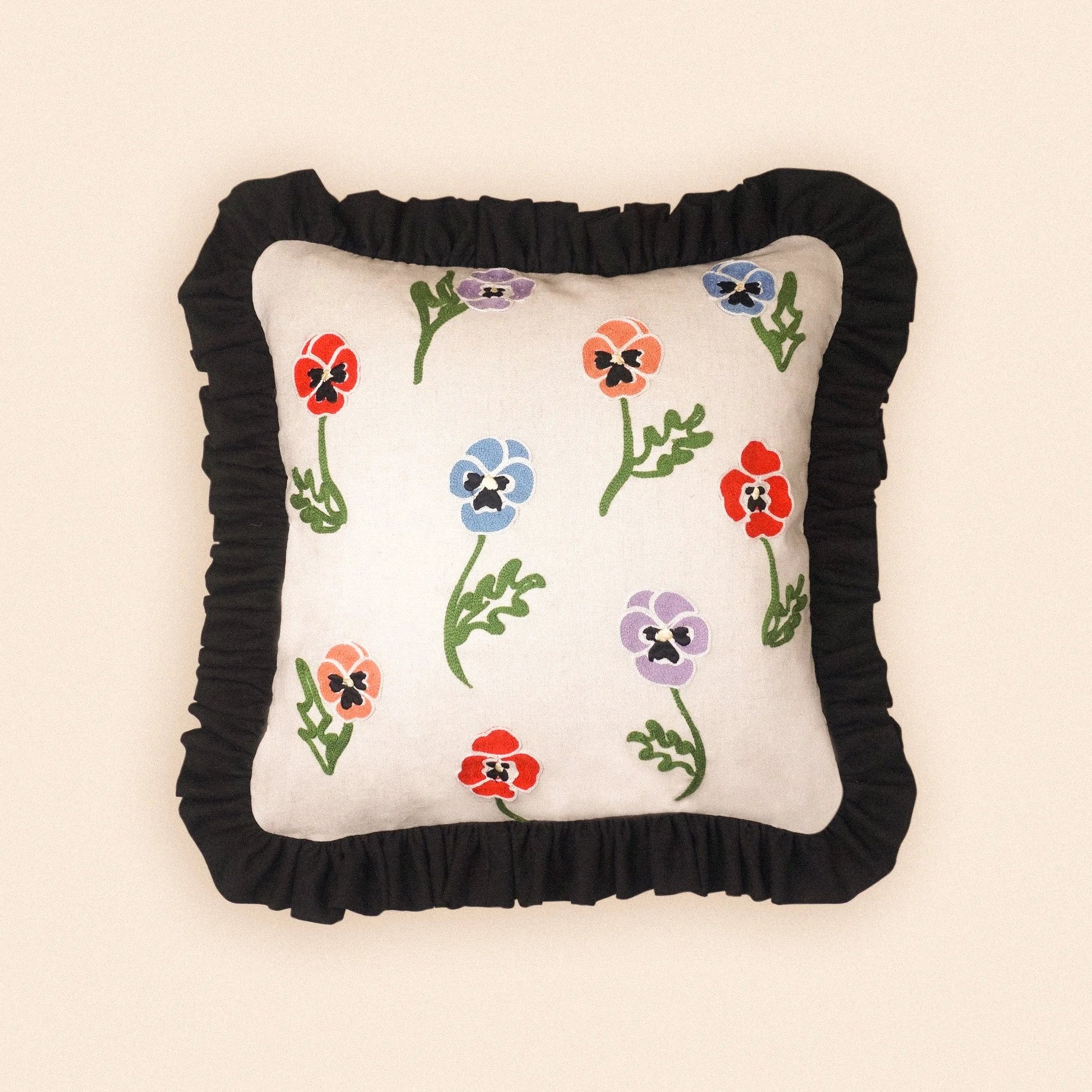 Winter Pansy Linen Cushion