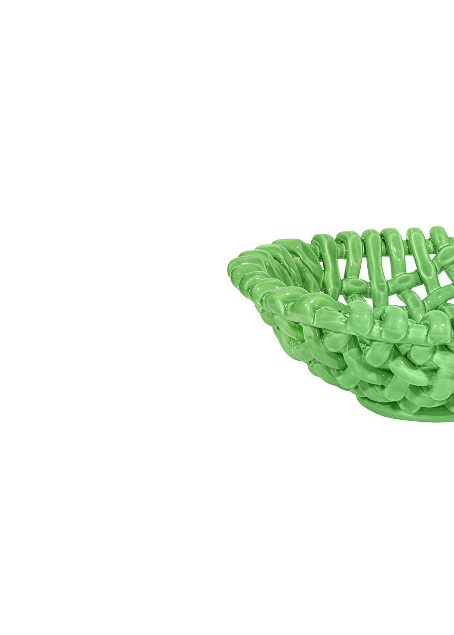 Apple Green Basketweave Bowl | Large