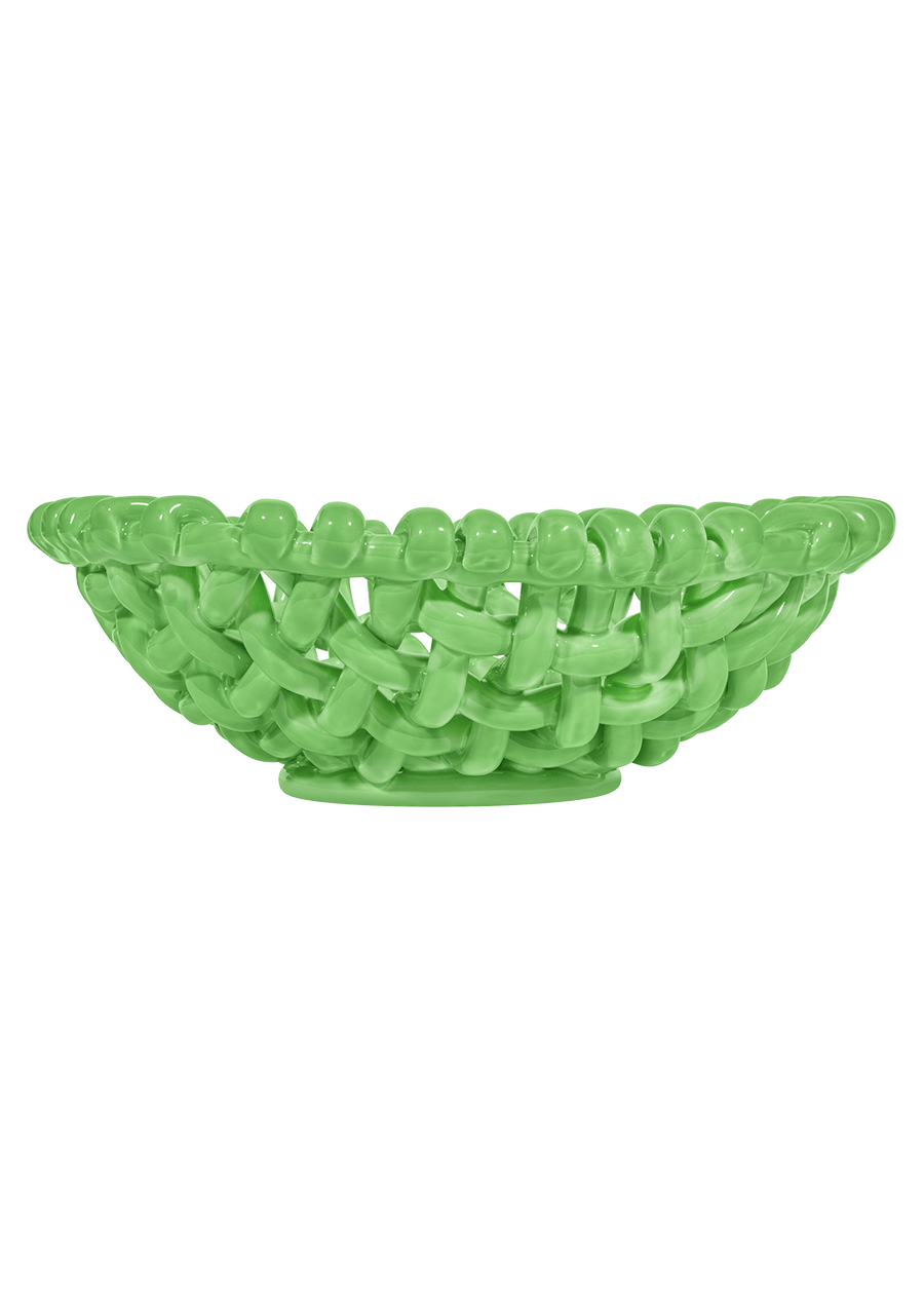 Apple Green Basketweave Bowl | Large