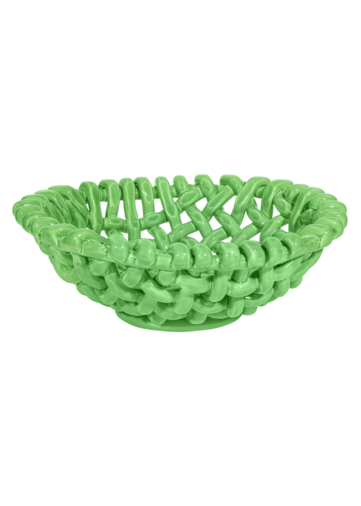 Apple Green Basketweave Bowl | Large