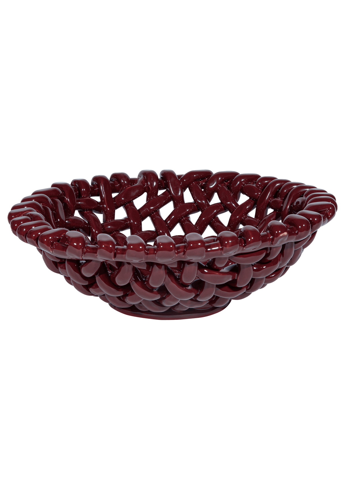 Burgundy Basketweave Bowl | Large