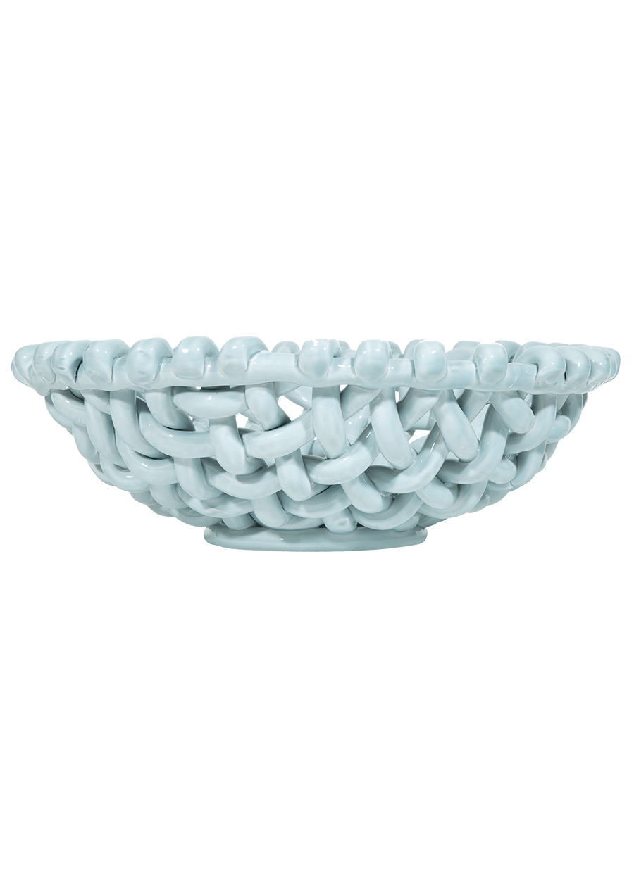 Sky Blue Basketweave Bowl | Large