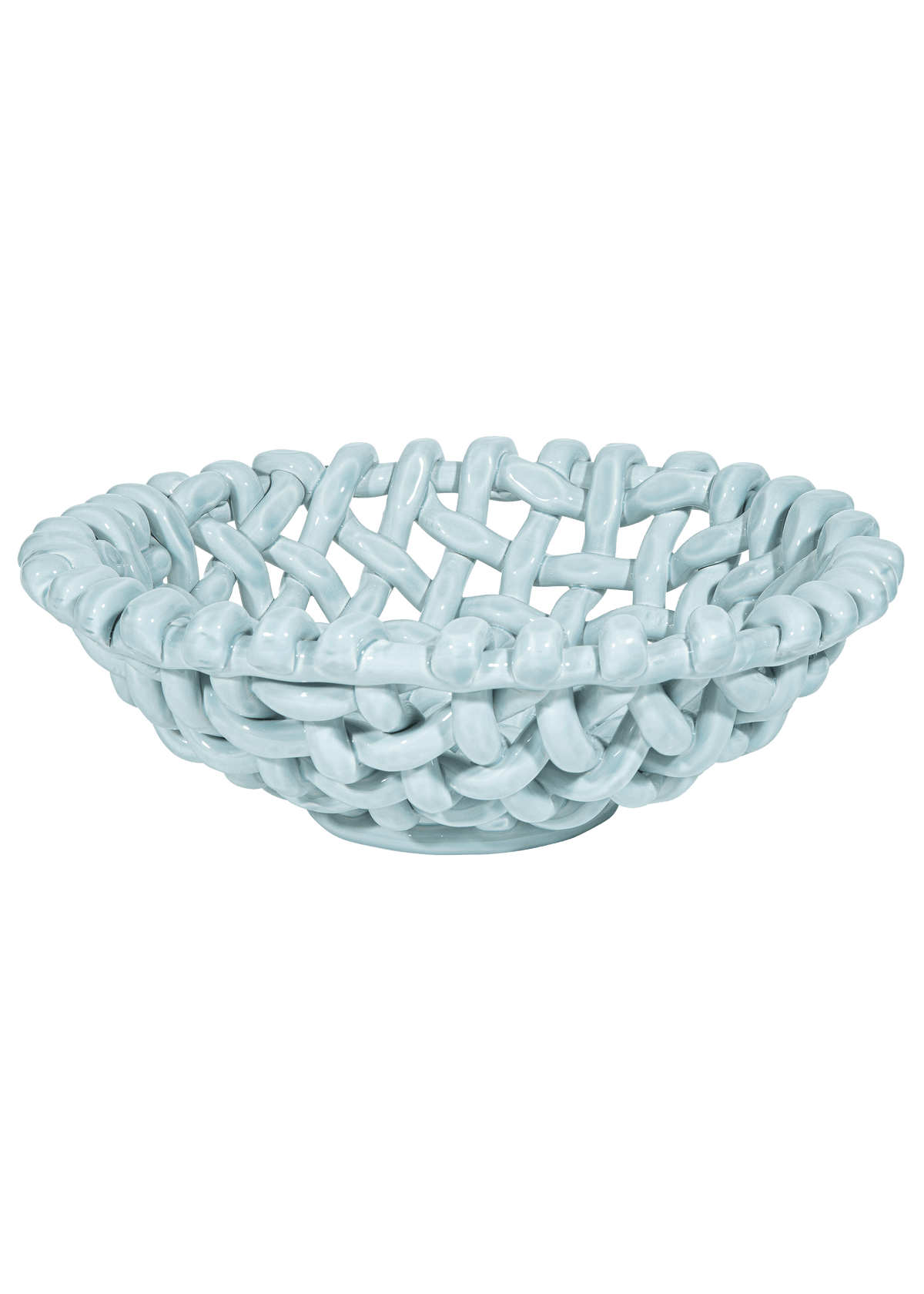 Sky Blue Basketweave Bowl | Large