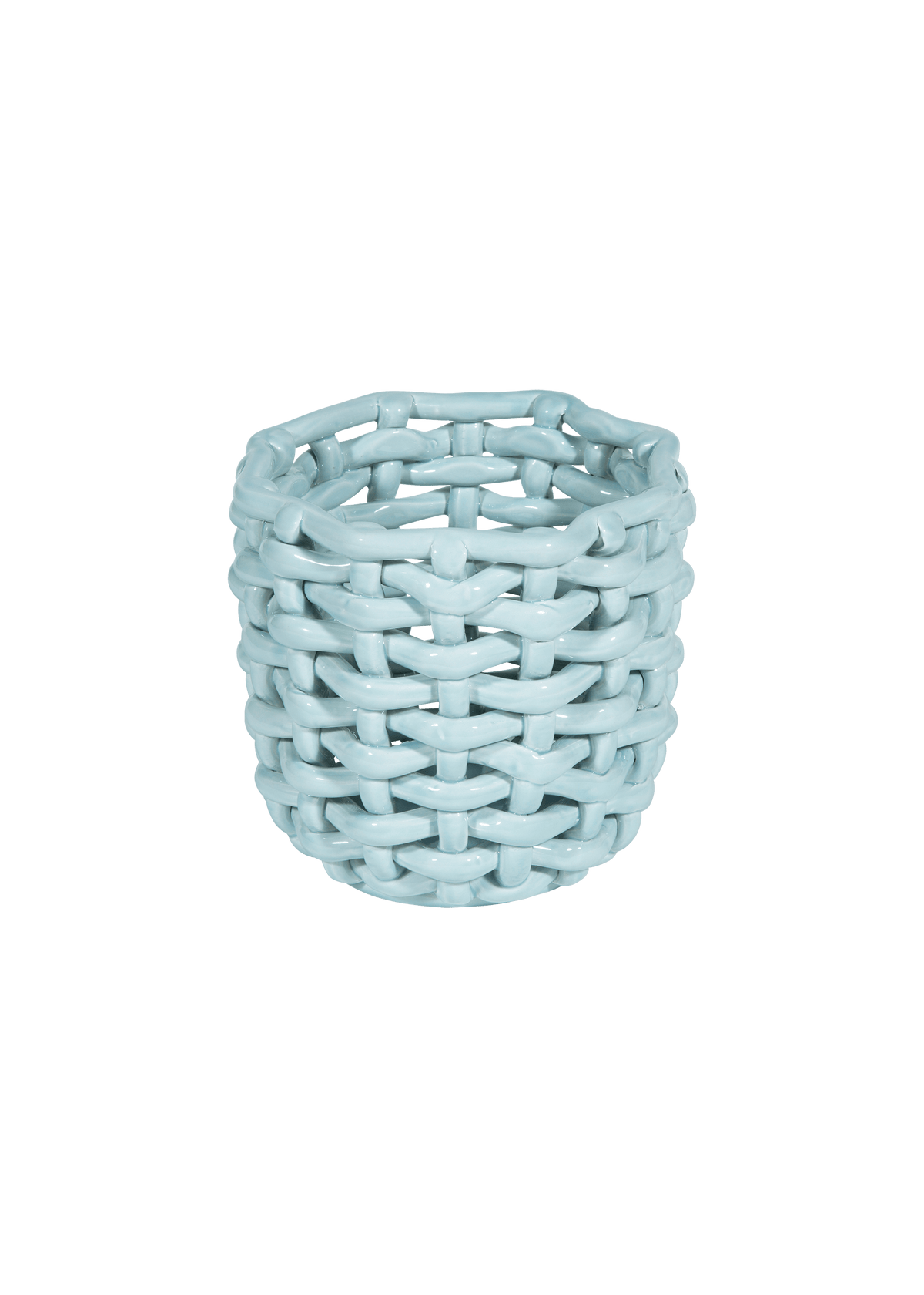 Sky Blue Basketweave Planter