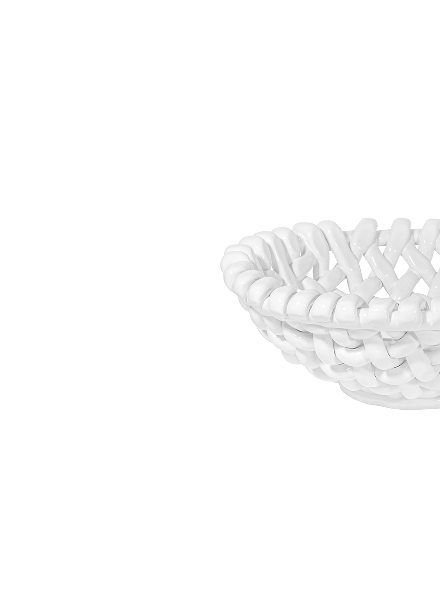 White Basketweave Bowl | Large