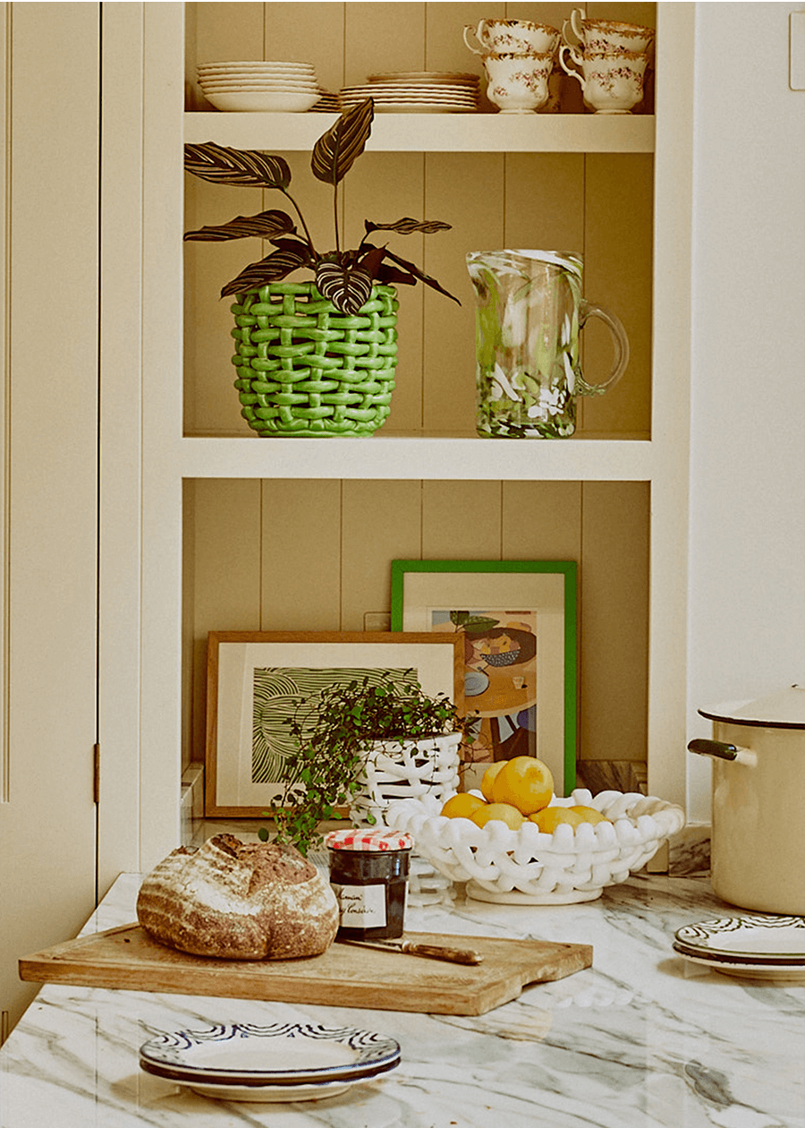 Apple Green Basketweave Planter