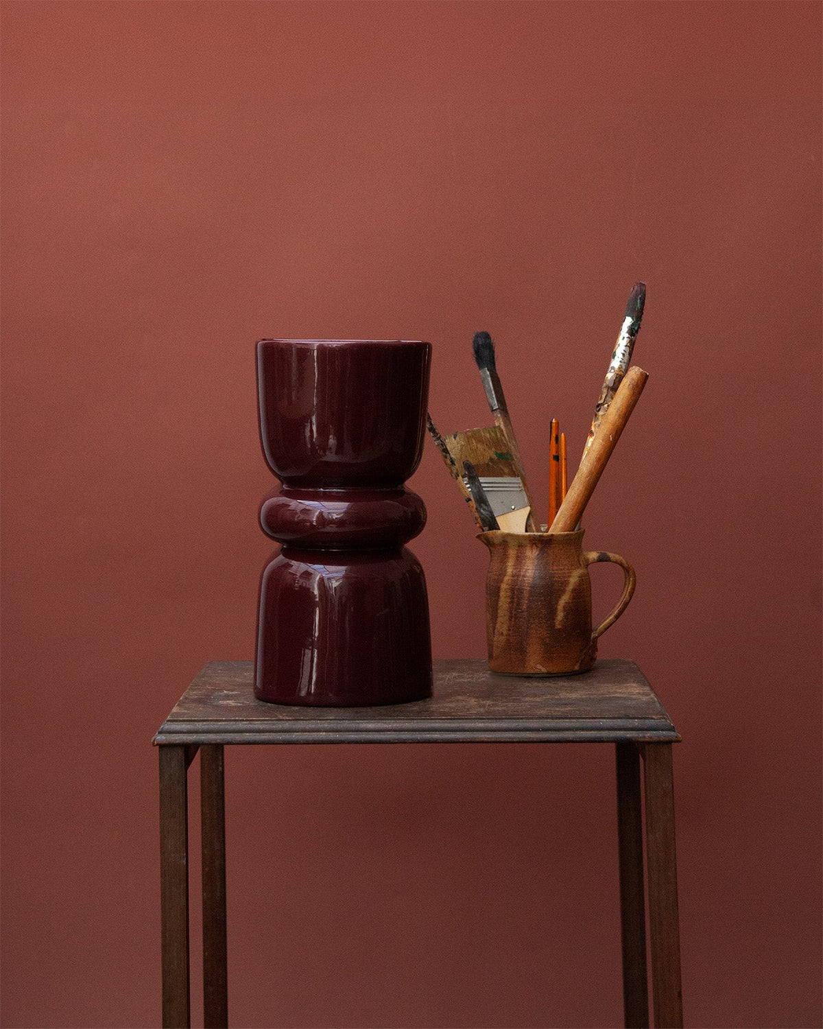 Redonda Up & Down Ceramic Wall Light, Burgundy