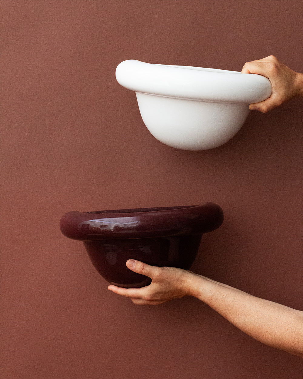 Redonda Uplight Ceramic Sconce Wall Light, Burgundy