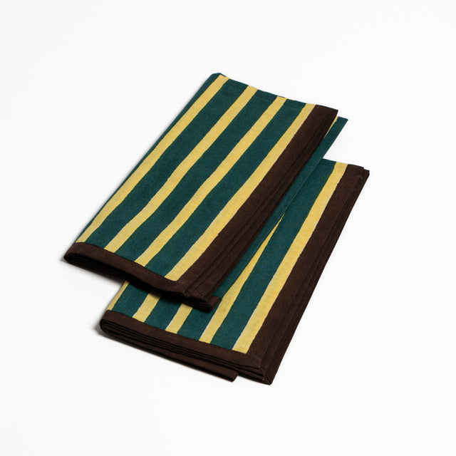 Lemon & Green Block Stripe Napkins | Set of 2