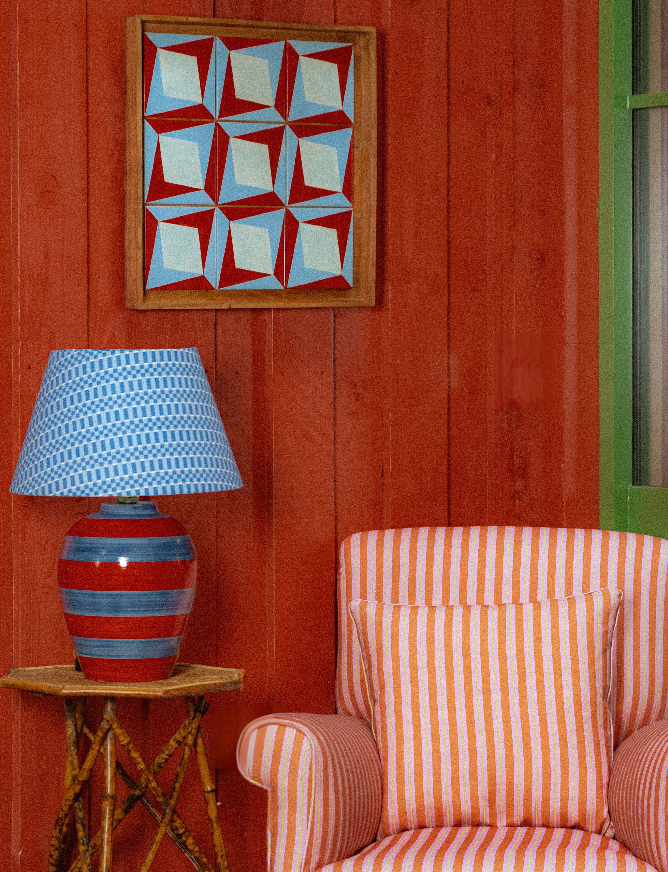 Stripe Lamp, Red & Blue