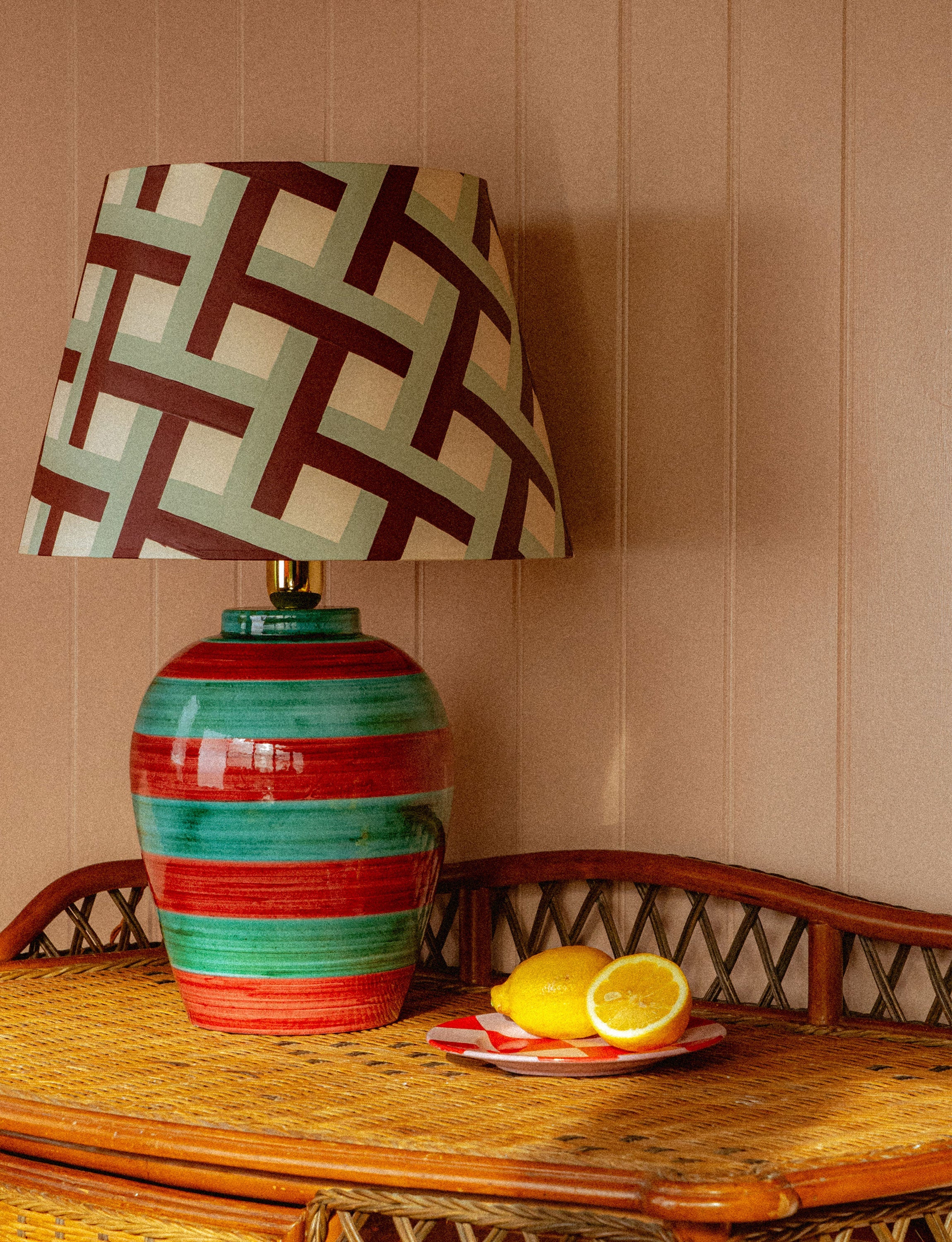 Stripe Lamp, Crimson & Turquoise
