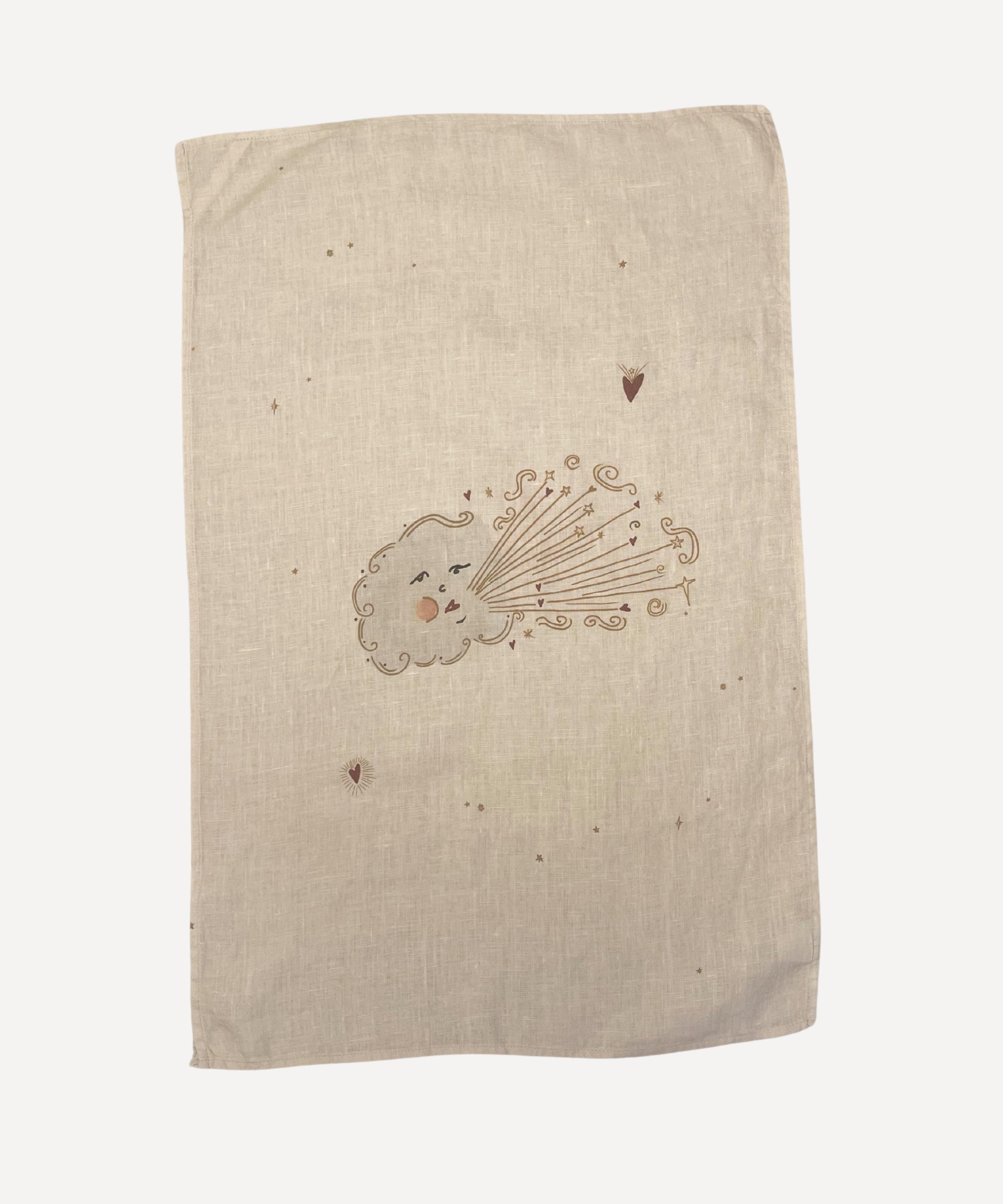 Linen Tea Towel Love cloud