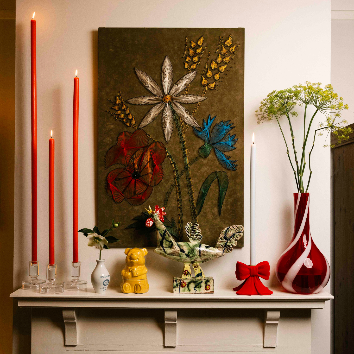 Tomato Tapered Candle Pair