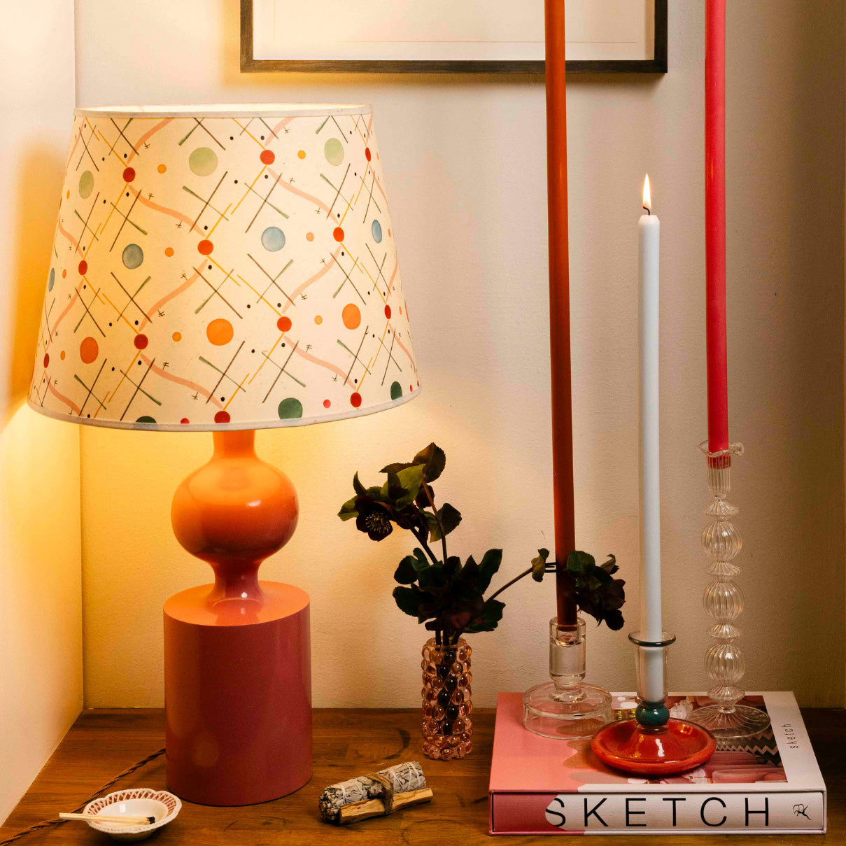 Milky Blue Tapered Candle Pair