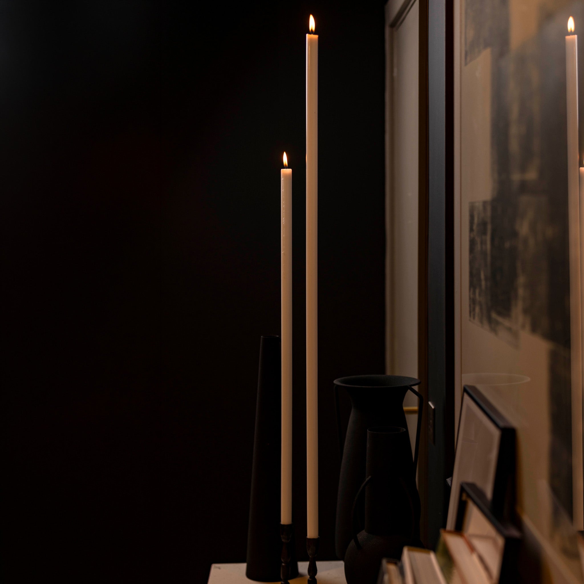 White Tapered Candle Pair