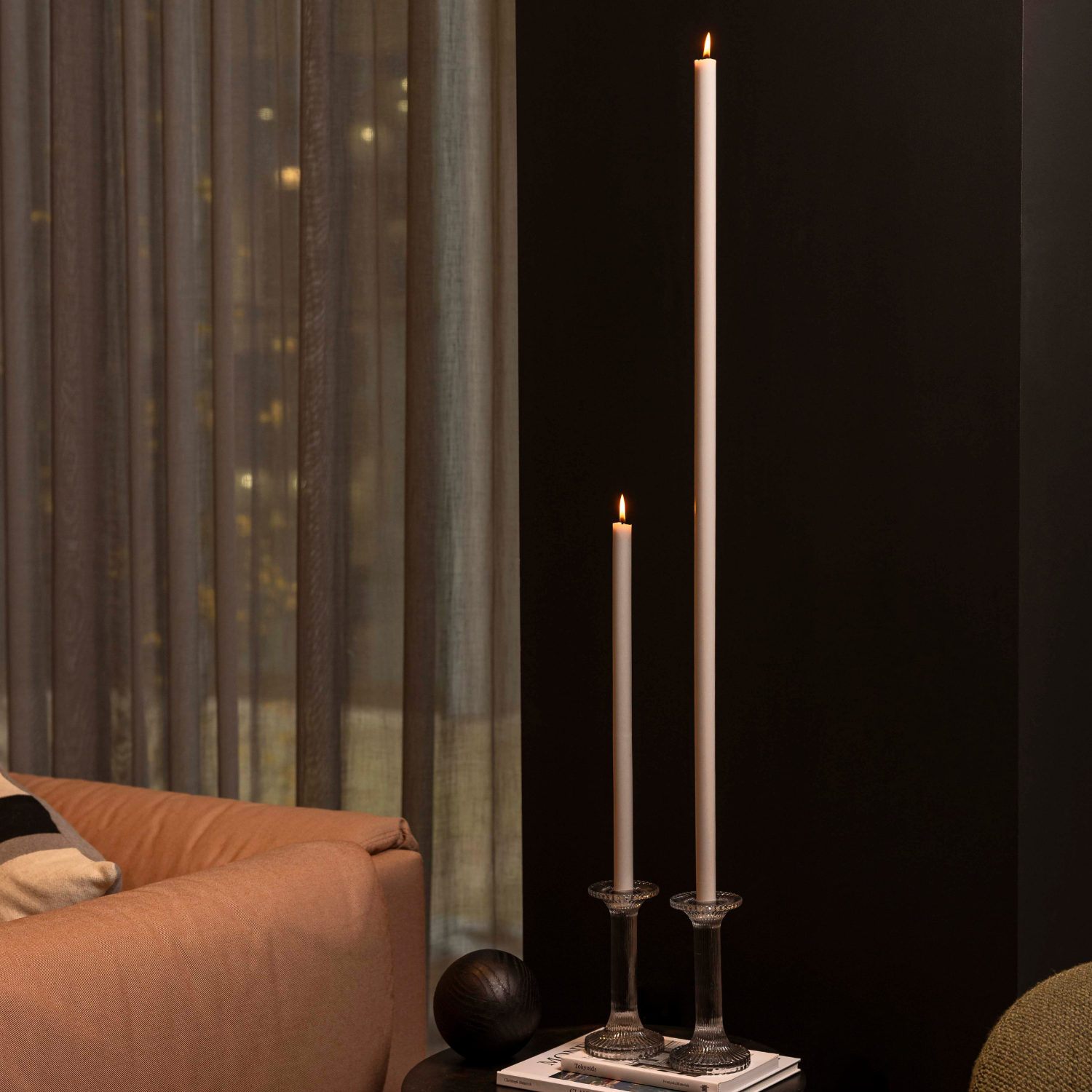 Soft Grey Tapered Candle